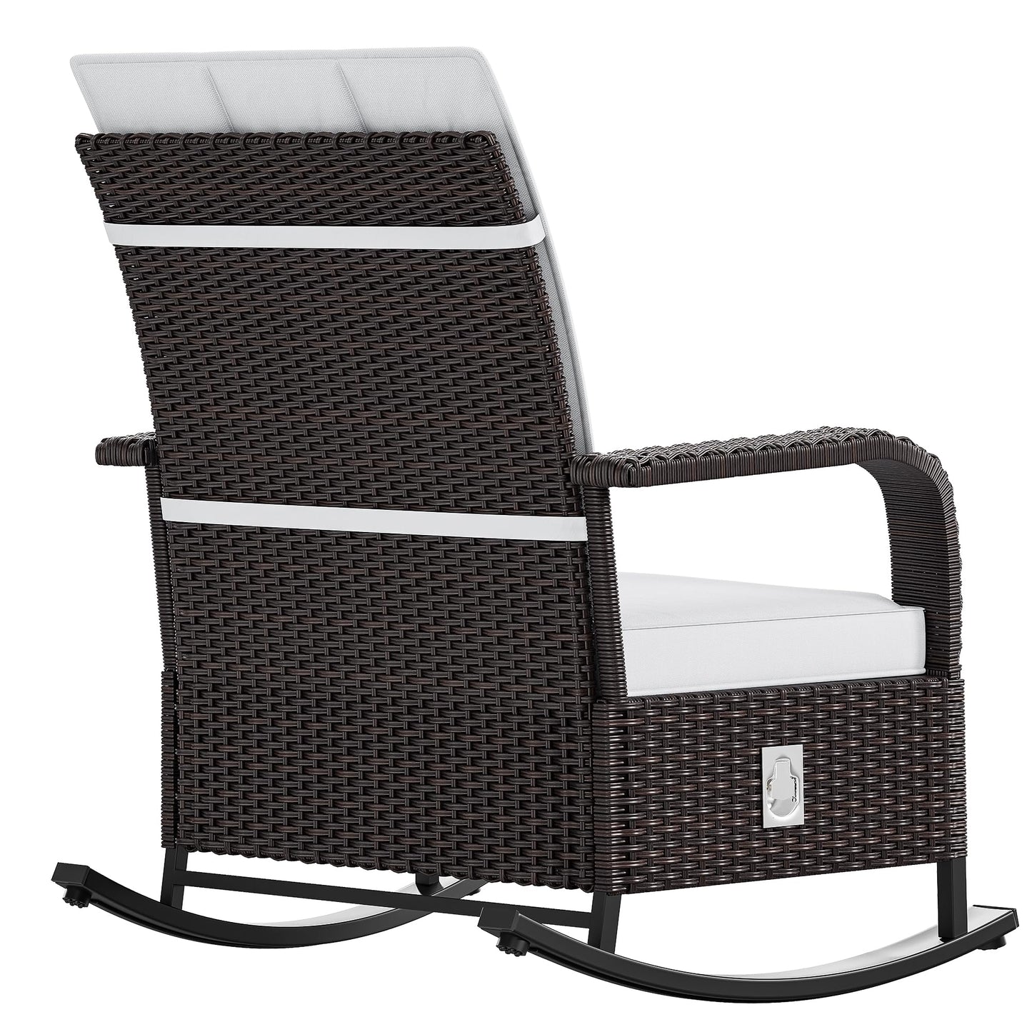YITAHOME Outdoor Rocking Chair Set of 2, Wicker Lounge Chairs with Adjustment Backrest, PE Rattan Patio Recliner Chair with Adjustable Footrest and Soft Cushions, Ideal for Garden Backyard Porch Patio