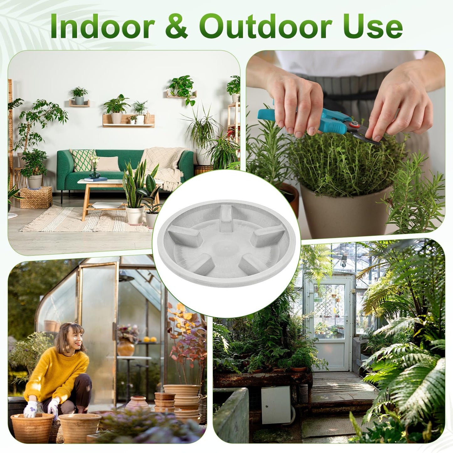 M METERXITY 2-Pack Plant Saucer, 6.3 Inch/16 cm Plastic Plant Trays Thicker for Pots/Indoor/Outdoor/Water Drainage and Protection, Flowerpot Drip Tray [Gray Veins]