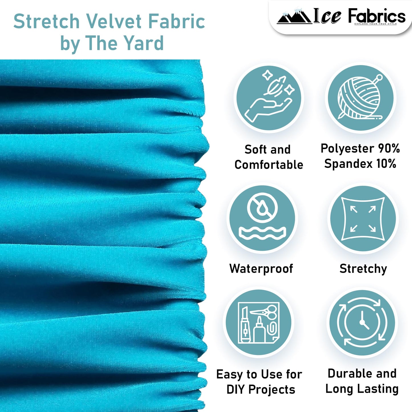 Ice Fabrics Stretch Velvet Fabric by The Yard - 60" Wide Soft Stretchy Fabric for Sewing Clothes, Apparel, Costume, Crafts - 90% Polyester 10% Spandex - Lime Green - 1 Yard