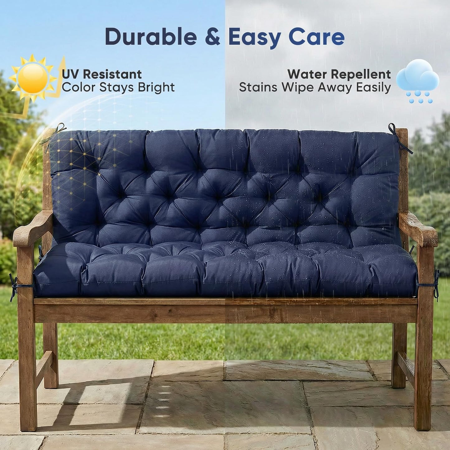 SLIMSTY Porch Swing Cushions,Waterproof 2-3 Seater Replacement for Outdoor Furniture,Thickened 4.7 Inches Patio Cushion with Ties& Backrest,Outdoor Bench Cushion for Backyard,Garden,60 x 40 inches