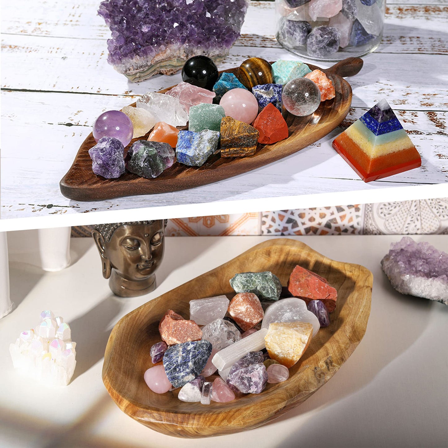 Top Plaza Bulk Labradorite Healing Crystals Rough Stones - Large 1" Natural Raw Stones Crystal for Reiki Healing, Wicca, Witchcraft, Tumbling, Cabbing, Fountain Rocks, Decoration, Polishing 0.5lb