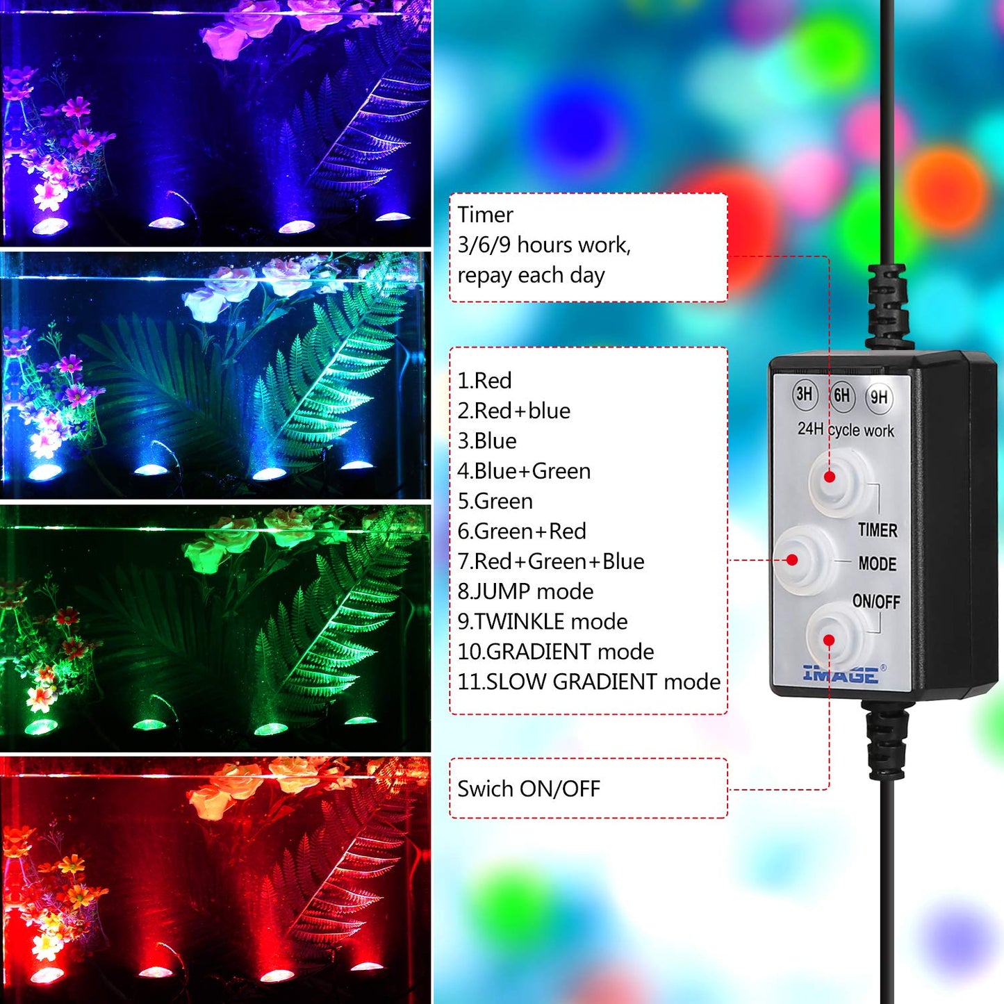 Pond Lights Remote Control Submersible LED Lights [Set of 4] IP68 Underwater Lights Aquarium Spotlight 48LED with Timer Landscape Lamp for Swimming Pool Fish Tank Fountain Pond Decoration
