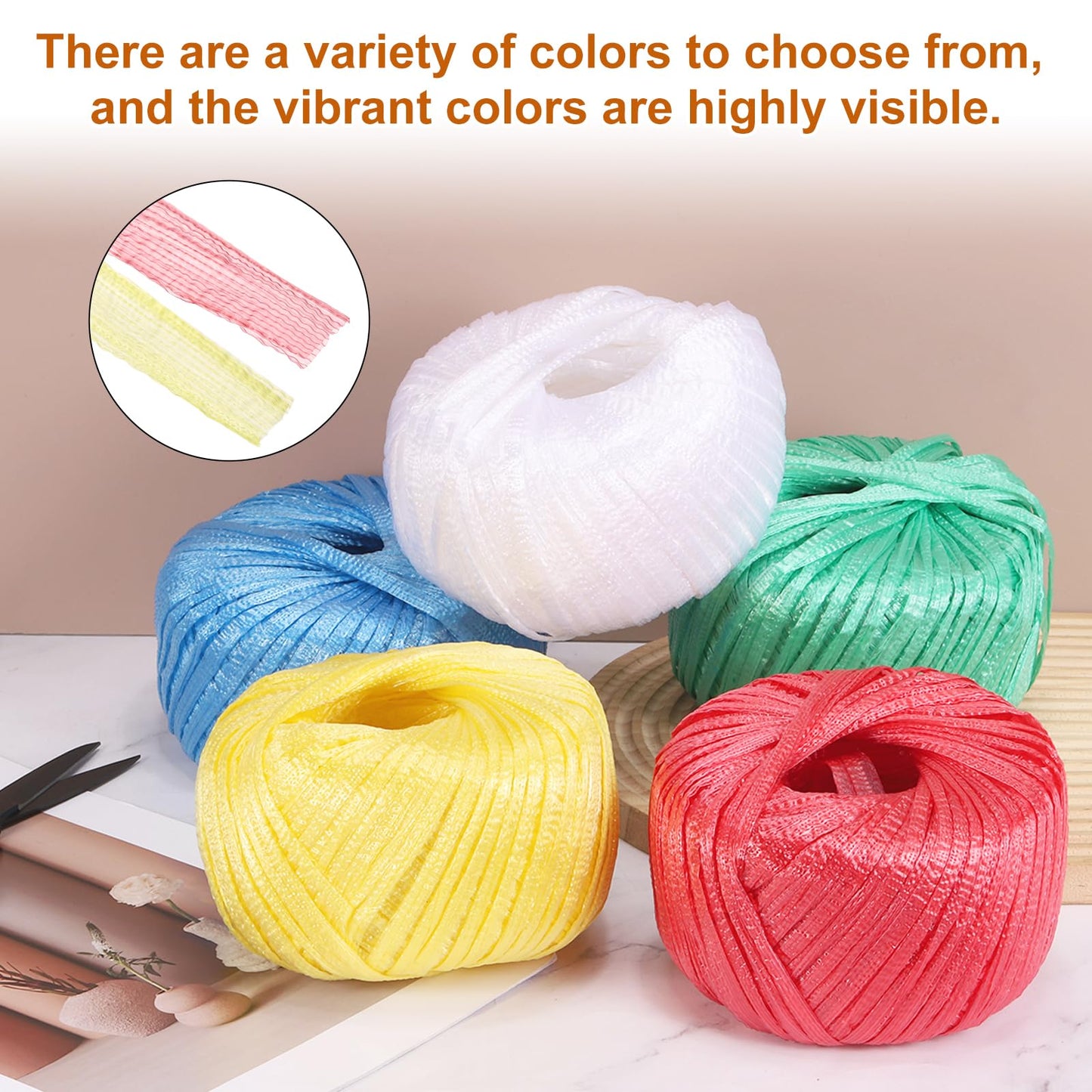 MECCANIXITY 6 Rolls Polyester Nylon Plastic Rope Twine, 80m/262ft Nylon Cord Household Bundled Polypropylene Twine Yarn for Household Gardening Tying Binding Garden Crafts, Green