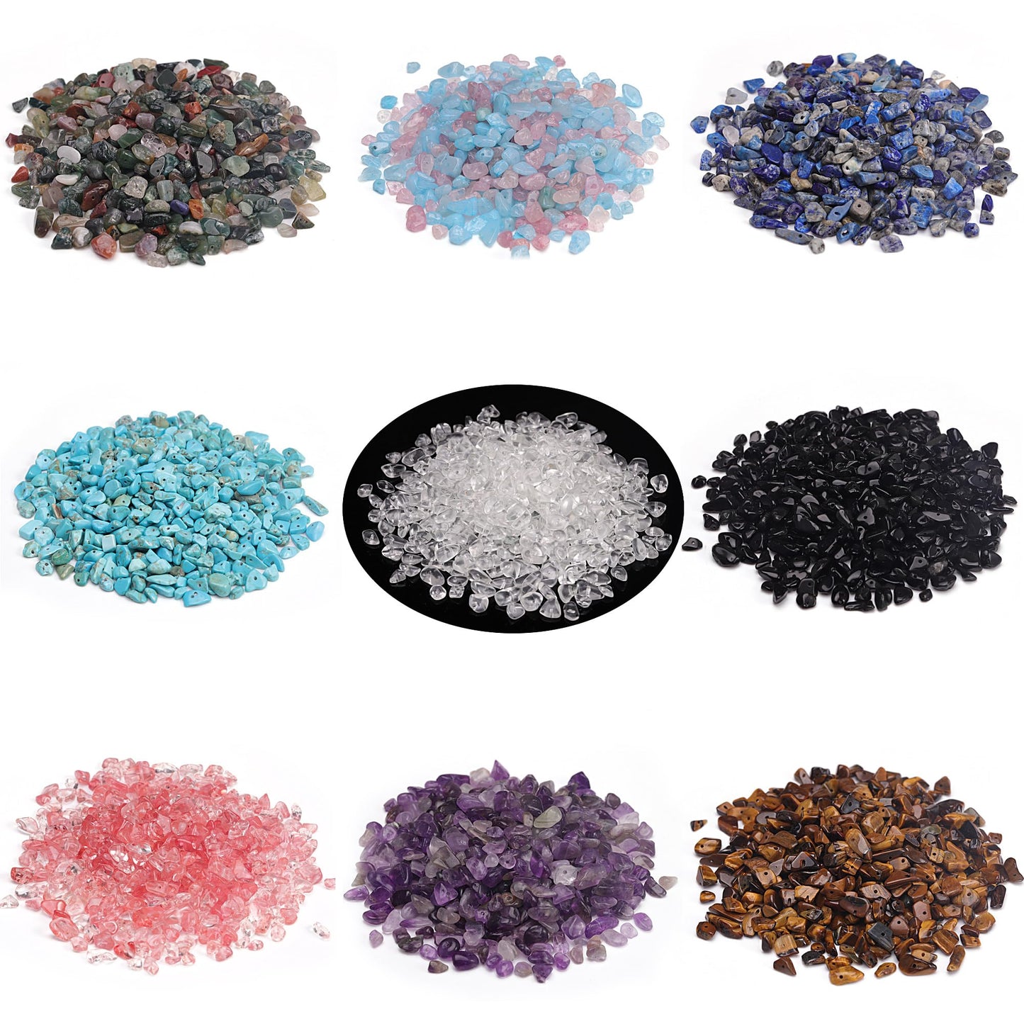 Youngbling Natural Chip Stone Beads 450 Pcs 5-8mm Healing Crystal Irregular Gemstone Drilled Lose Rocks Indian Agate Beads Bulk for Bracelet Jewelry Making