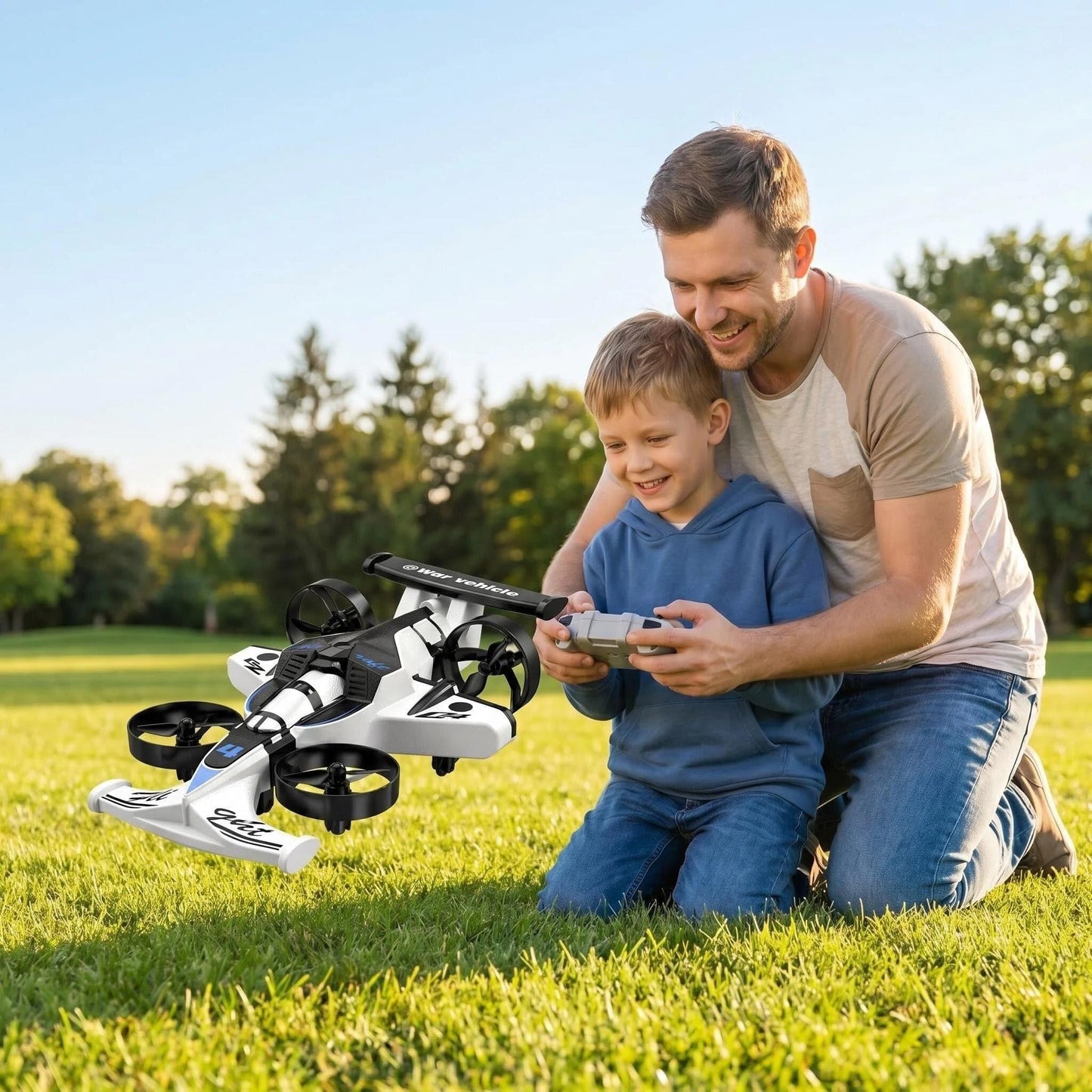 WAWALOL RC Flying Car and Airplane Toy, Toys for Boys and Girls, Jet-Style Helicopter Drone with 360° Flip Capability, Stunt Racing Aircraft, Gifts for Boys and Girls Ages 4, 6, 8, and 12