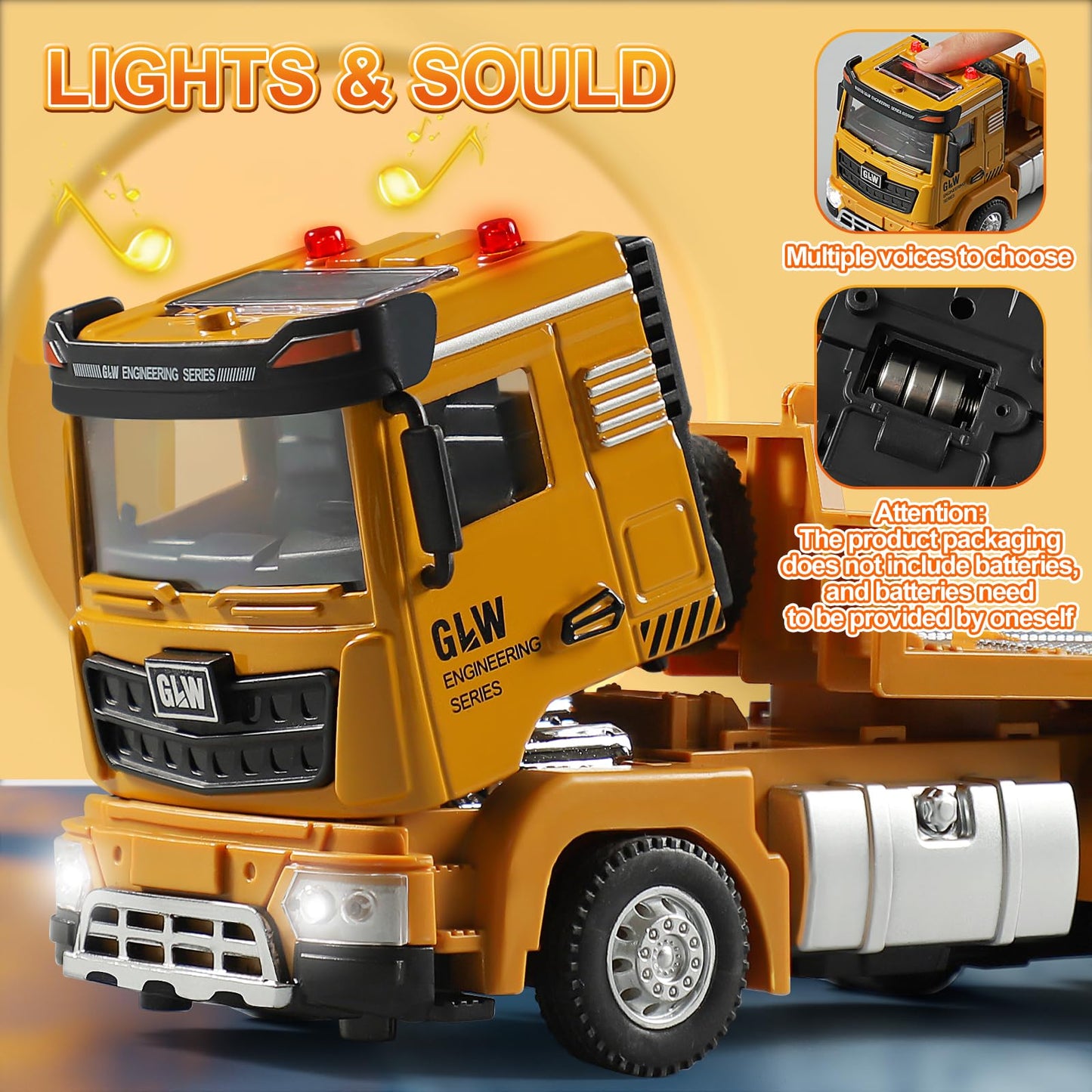 Construction Carrier Trucks Toy Set – Alloy Inertia Driving 1:40 & 1:55 Simulation Model Vehicles Toys, Including Excavator, Double Arm Excavator – Gifts for Ages 3-8, Boys and Girls