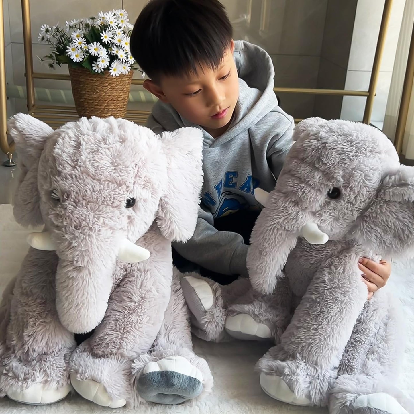 UBABER 19.2 Inch Large Elephant Stuffed Animals,Clever Elephant Plush Toy for Kids, for Girls and Women,Super Soft Room Decoration(Gray).