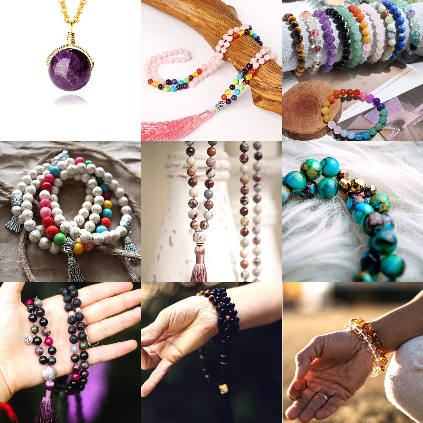 QINJIEJIE 60PCS Colorful Imperial Jasper Beads 8mm Stone Beads Round Loose Green Purple red Gemstone Bead for Bracelet Beading Crystal Jewelry Making DIY Necklace Earrings 0.32"