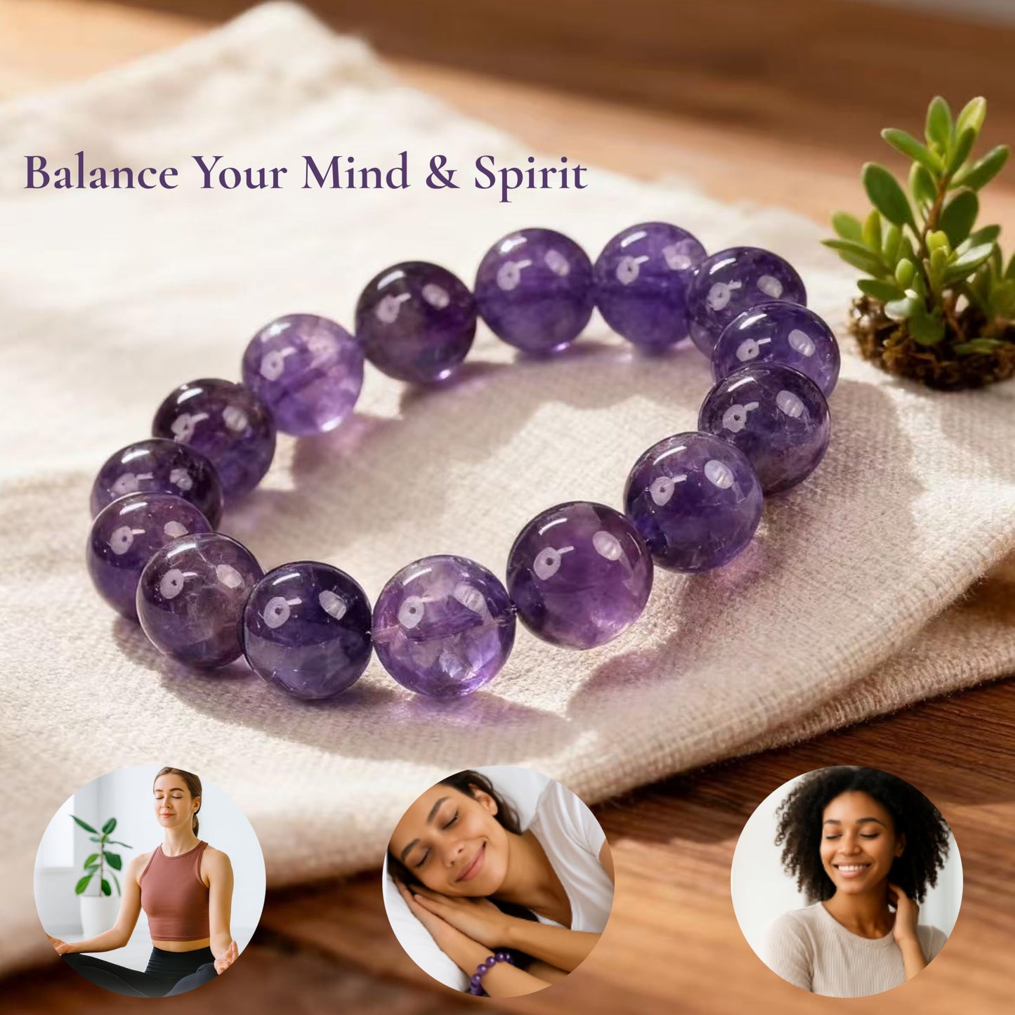 Natural Amethyst Bracelet for Women – Deep Purple Uruguayan Gemstone Beads with Roman Numeral Engraving, Crystal Jewelry for Clarity, Intuition & Daily Reflection, Gift Box Included