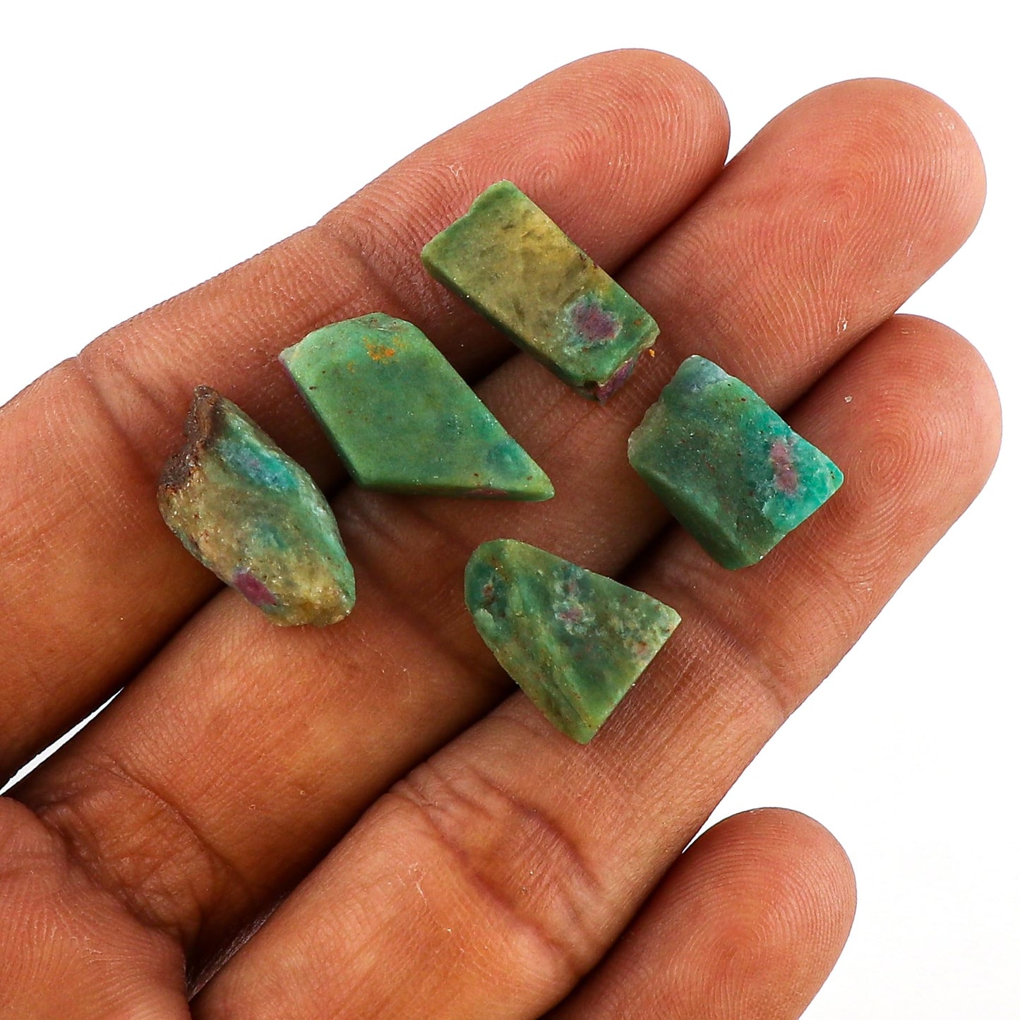 CRYSTALINES 5pcs Wholesale Natural Raw Ruby Fuchsite Gemstone, Untreated Rough Stone, Bulk Loose Supplies, DIY Jewelry Making, Chakra Healing Crystals, Wire Wrap, Gem Collection, AAA Grade