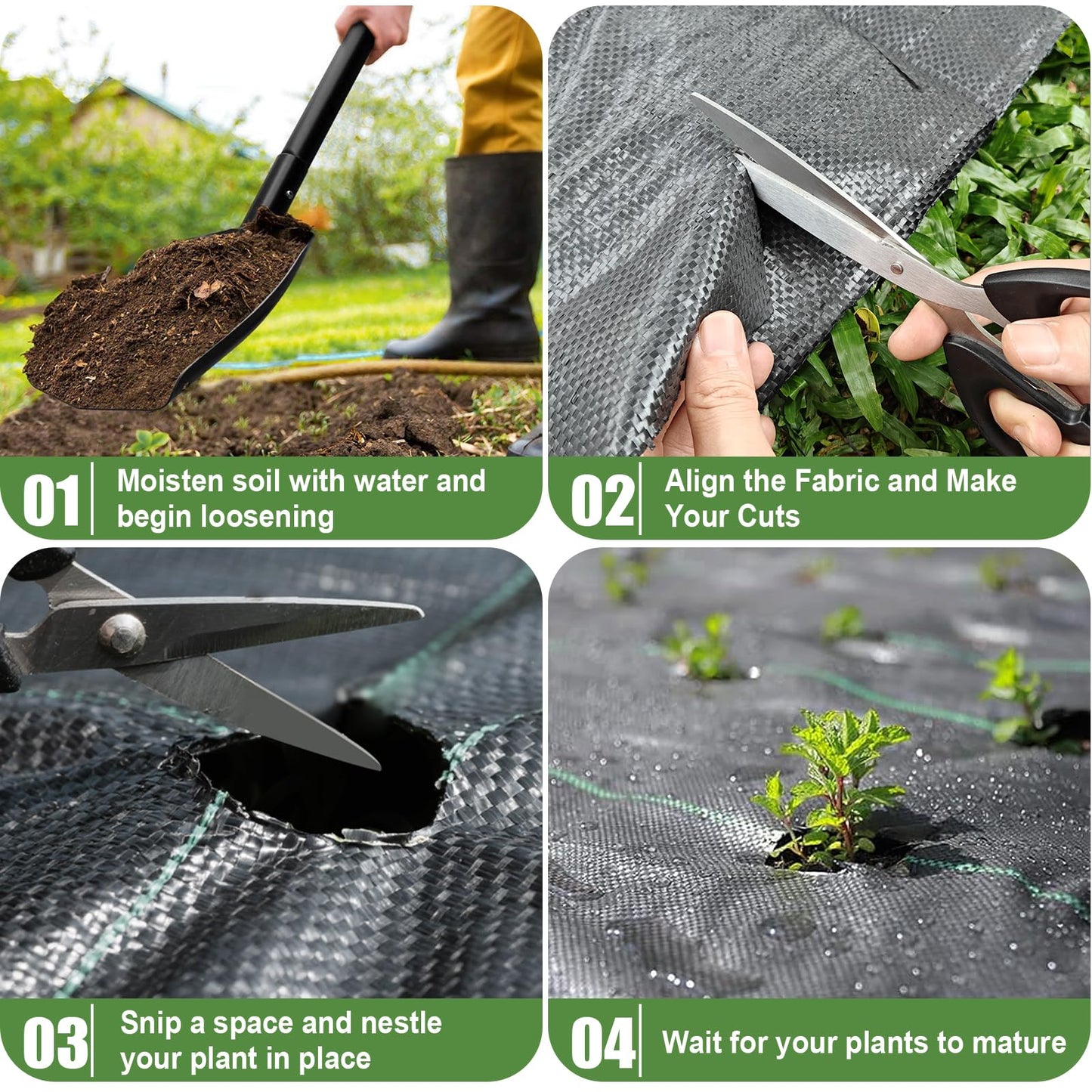 4FTx100FT Weed Barrier Fabric Heavy Duty, Gardening Landscape Fabric Cover Mat, Durable Weed Control Fabric for Garden Bed Cover, Landscaping, Commercial Driveway, Underlayment Use (4x100FT-3.2OZ)