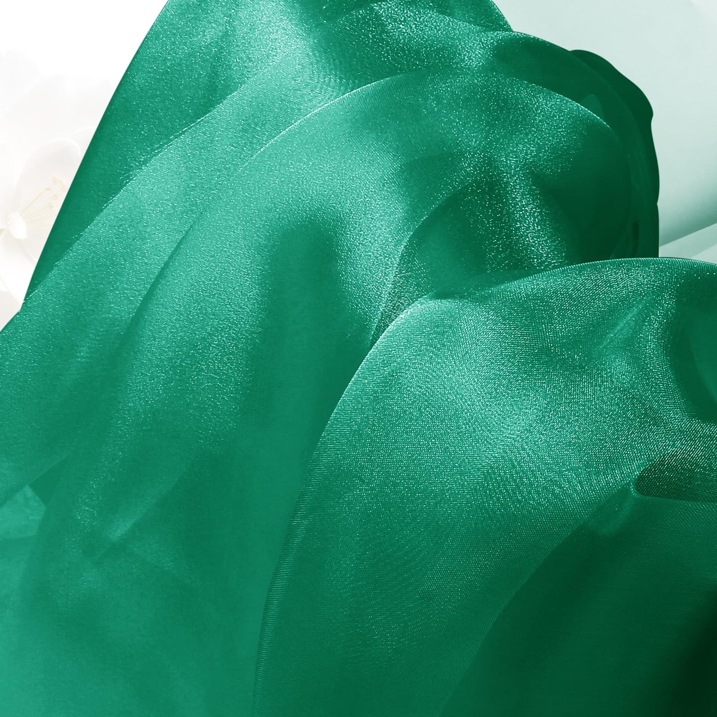 Manyshofu Green Organza Fabric by The Yard - 60 Inch Wide, 10 Yard Soft Sheer Fabric Silky Organza Tulle Fabrics Chiffon Fabrics for DIY Wedding Dress Bridal Decorations Fashion Craft