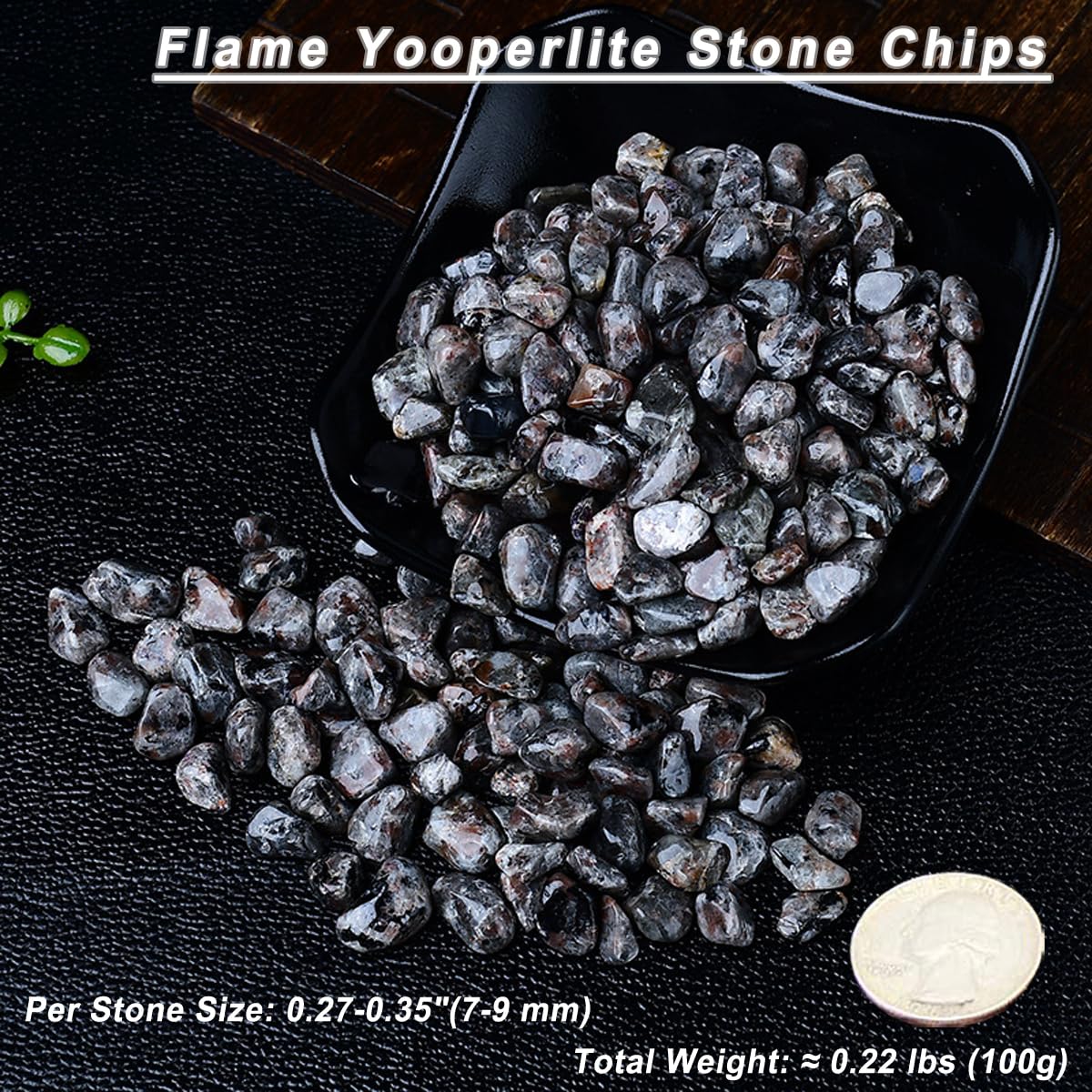 Erliway 100g Natural Flame Yooperlite Stone Crystal Chips, 7-9mm Tumbled Chips Crushed Crystal Stone, Polished Crystal Chip for Fish Tank, Healing Tumbled Chip for Reiki Jewelry Making Home Décor