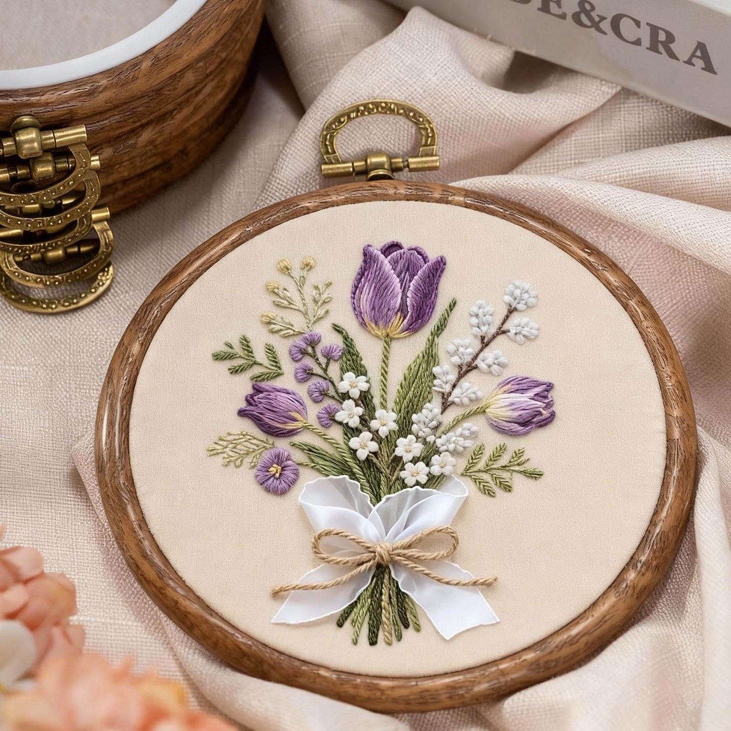 4 Inch Small Embroidery Hoops, 12 Pcs Embroidery Hoop Round Imitated Wood Rubber Hoop Rings Display Frame for Cross Stitch, DIY Art Craft Sewing & Hanging Ornaments (4 in)