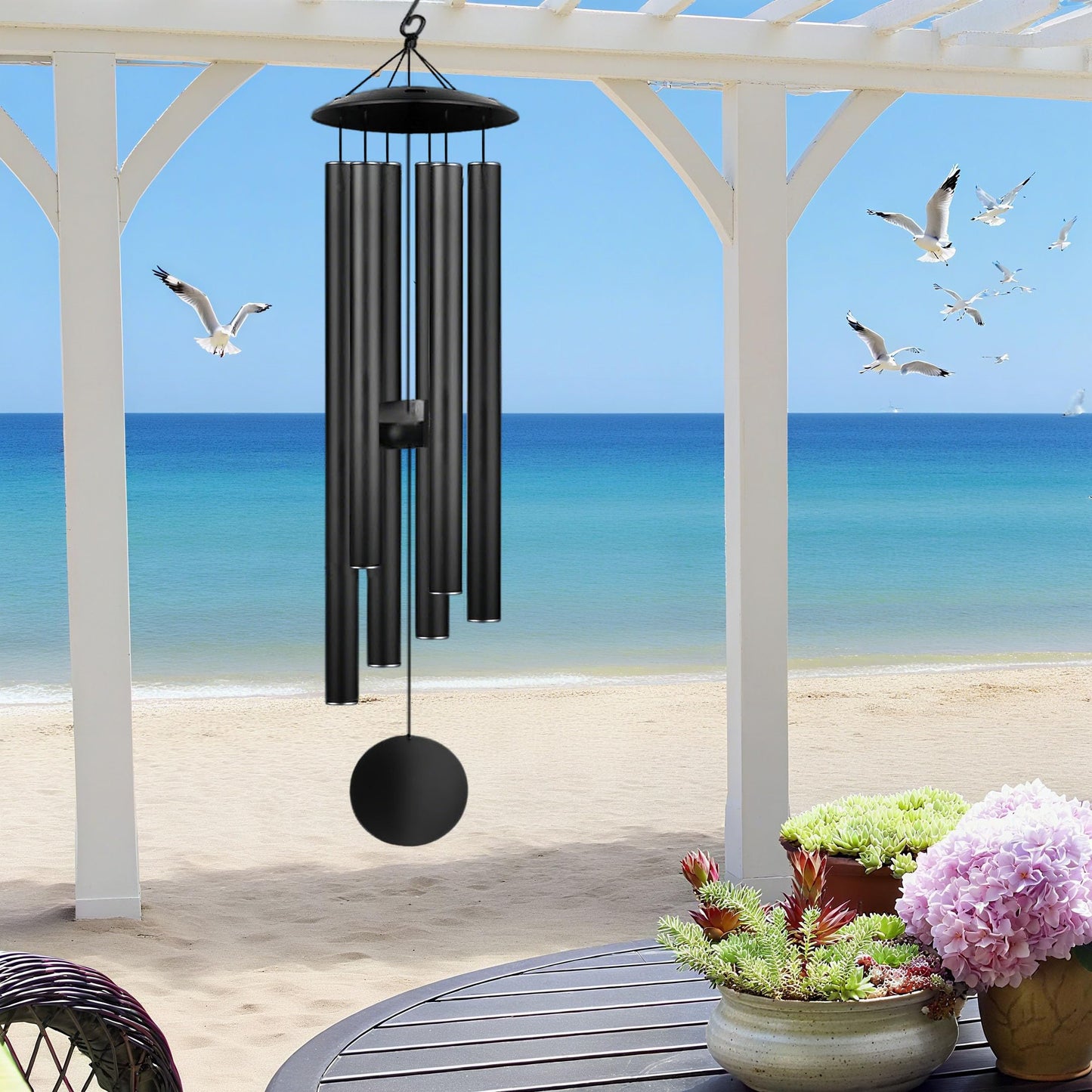 Large Memorial Wind Chimes, 47'' Deep Tone 6 Heavy Tubes Soothing Tones Windchimes for Outside Garden Patio Hanging Decor, Sympathy Gifts, Memorial Wind Chime Best Gift for Mom Women Grandma Neighbors