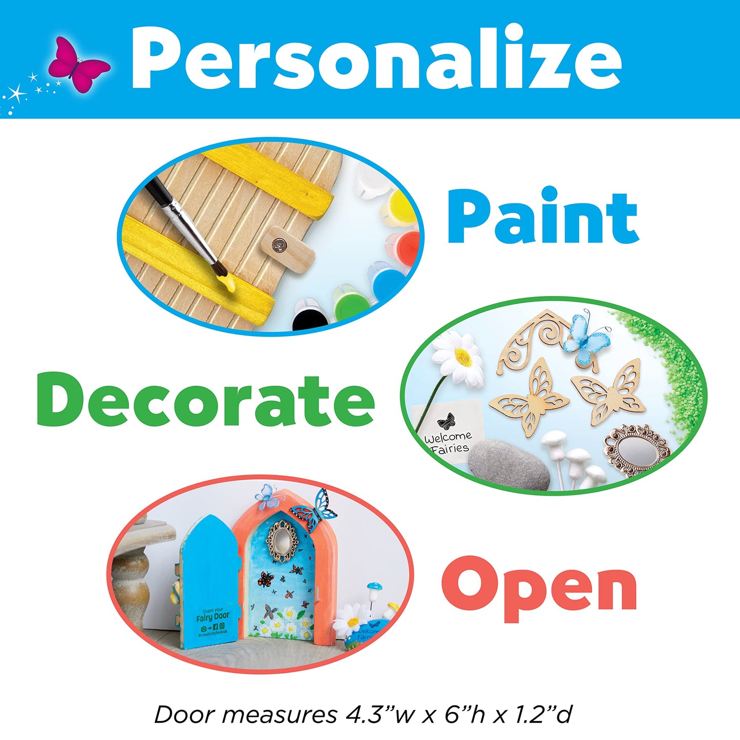 Creativity for Kids Butterfly Fairy Door Kit - Painting Arts and Crafts for Kids, Creative Gifts for Girls and Boys (Ages 6+)