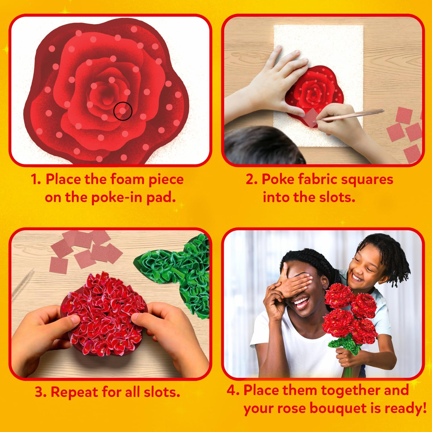 Skillmatics Poke-in Art - Rose Bouquet, Mess-Free Fun for Kids, DIY Wood Craft Kits, Creative Activity, Gifts for Girls & Boys Ages 4, 5, 6, 7, 8, 9, 10, 11, 12