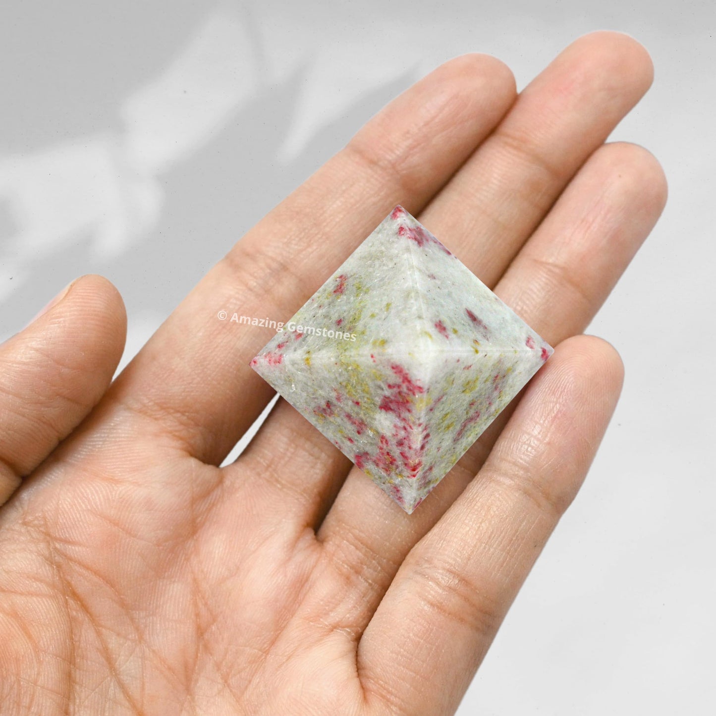 Amazing Gemstone Cinnabarite Pyramid Crystal Healing Stones - 1" Great Pyramid Figurine of Natural Stone Pyramid for Meditation, Reiki, Chakra Balancing and Crystal Pyramids Grid