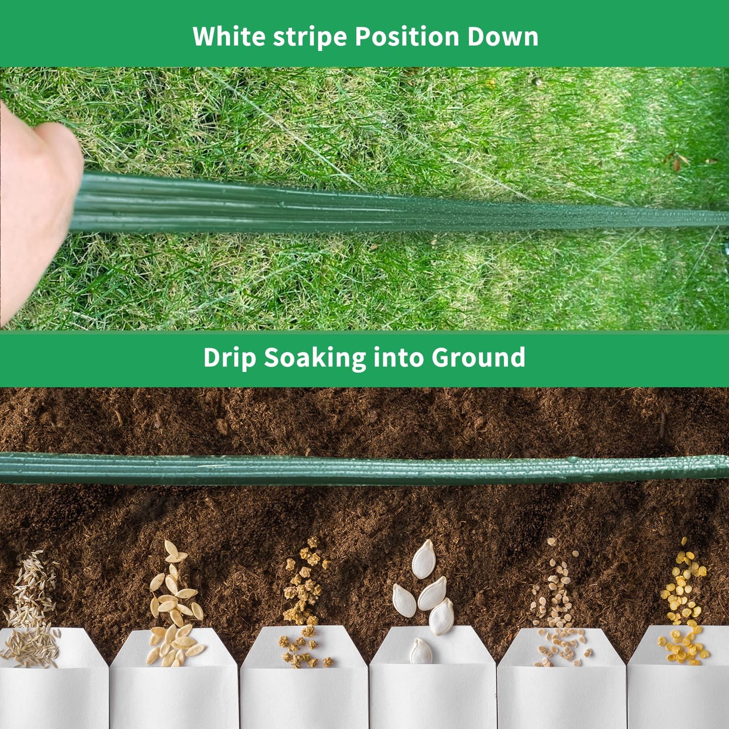 Watoo 2026 Sprinkler Hose & Soaker Hose for Yard - 75 FT Reinforced Flat Garden Hose with Holes, Heavy Duty No-Kink Lawn Irrigation Hose (Includes Stakes, High Pressure Spray)