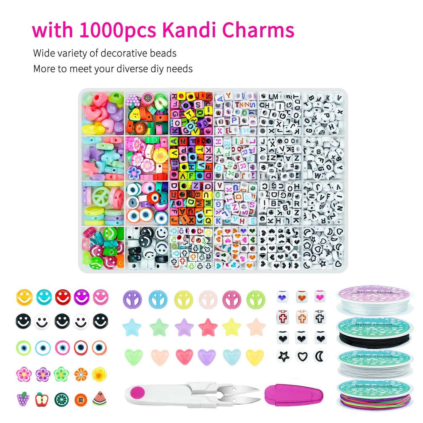 5 Boxes Bracelet Making Kit Pony Beads, 96 Colors 3500Pcs Kandi Beads for Bracelets with 800Pcs Letter Bead Friendship Bracelet Rave Accessories Craft Kits for Kids Adults Keychain Jewelry Making