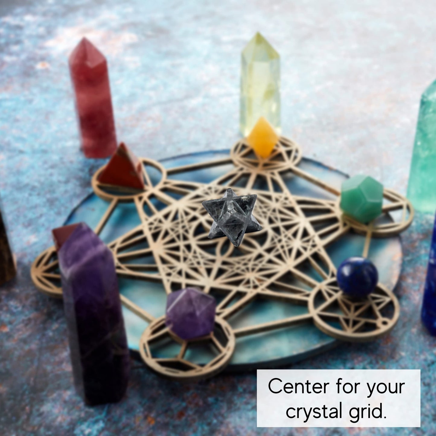 Amazing Gemstone Larvikite Merkaba Crystal - 1 Inches Metaphysical Merkaba Star for Meditation - Energetic Tetrahedron Crystal and Healing Stones for Spiritual Growth and Healing (20-25mm)