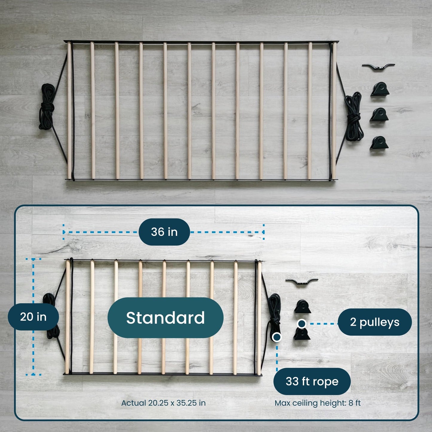 The Nice Rack Ceiling Laundry Drying Rack w/Pulley System (36 INCHES)