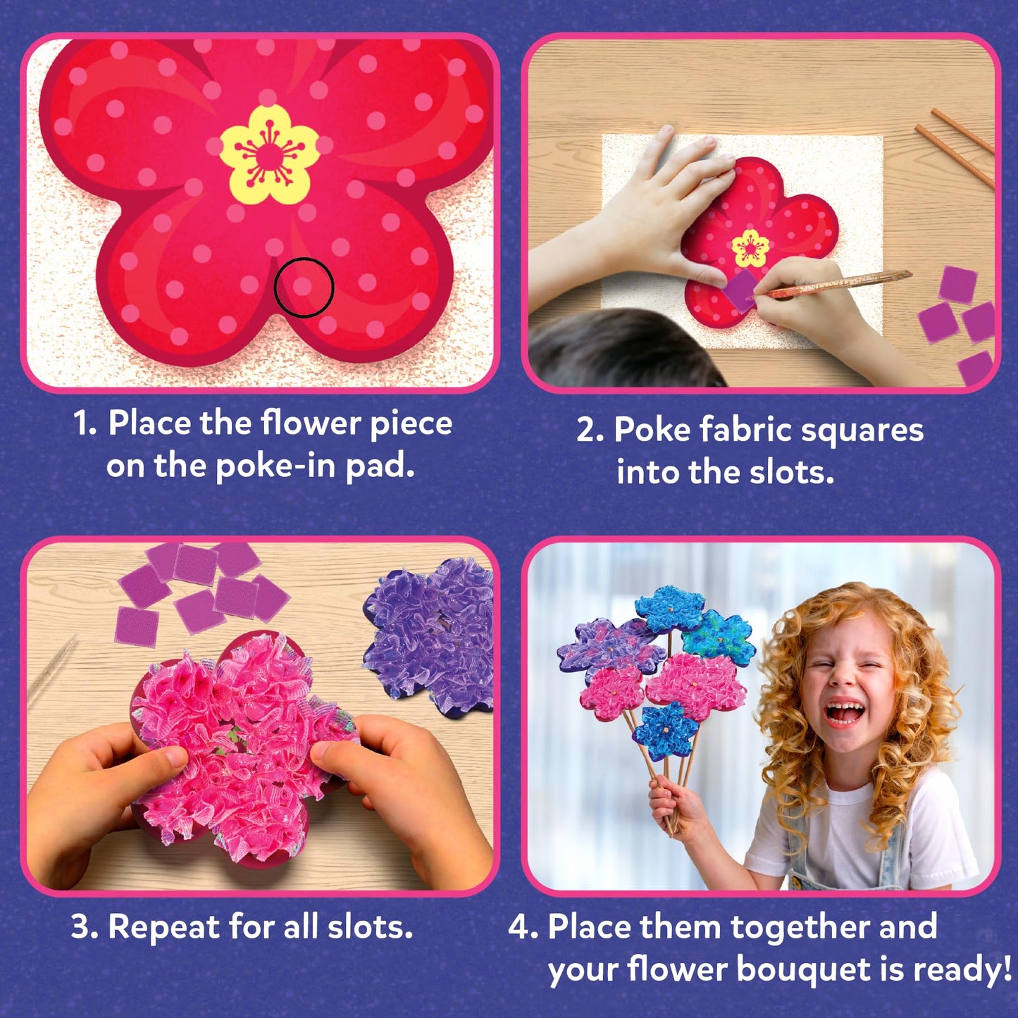 Skillmatics Poke-in Art - Flower Bouquet, DIY Wood Craft Kit, Mess-Free Creative Play for Girls and Boys Ages 4, 5, 6, 7, 8, 9, Fine Motor Skills, Screen-Free Fun