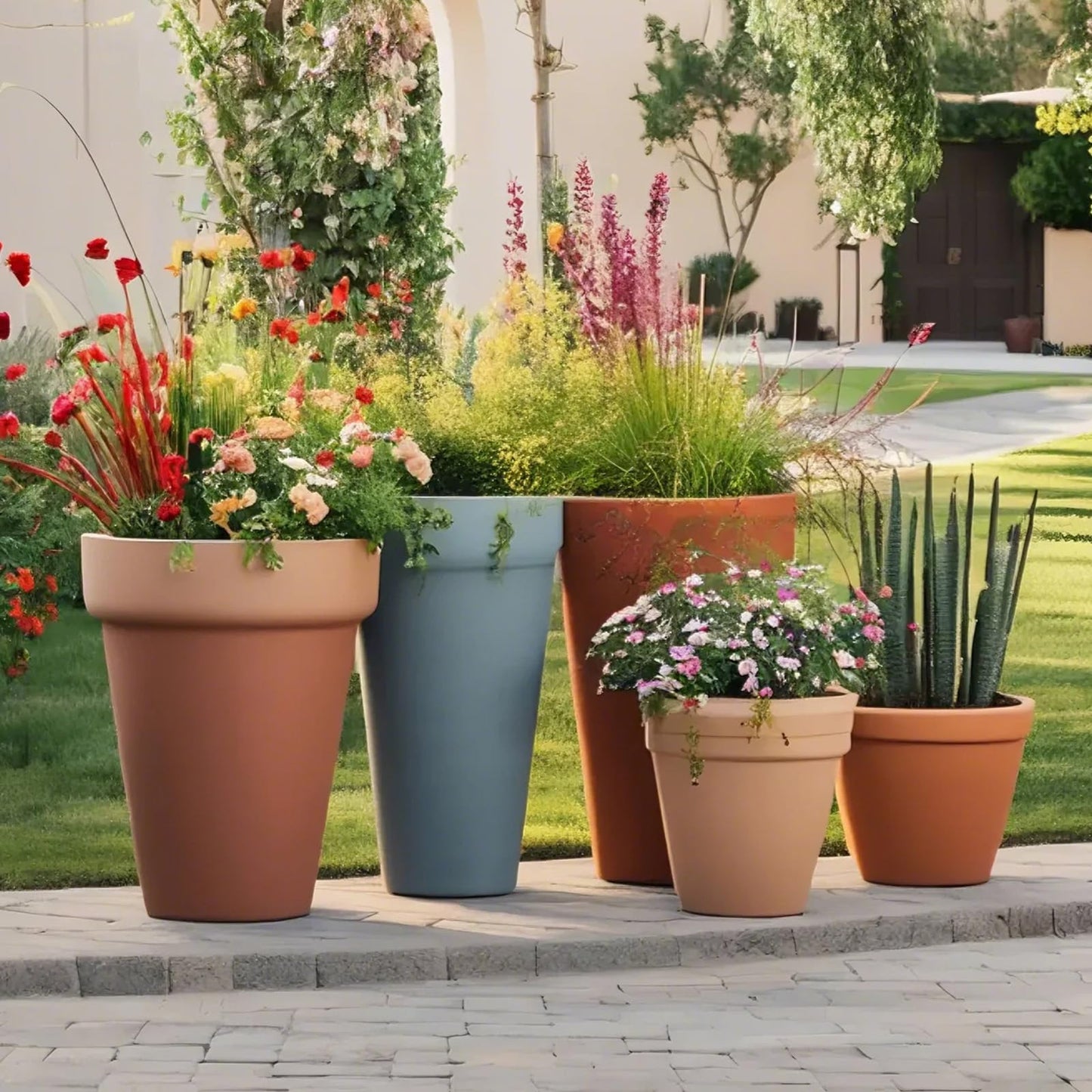 YLSAZL 2 Pack Adjustable Height Plant Risers for Inside Pots,11-17" Rise Plant Risers for, Indoor & Outdoor Insert with, Tall Square Round Taper Planter with 6''8" 10" Base & Top（Black - Short）