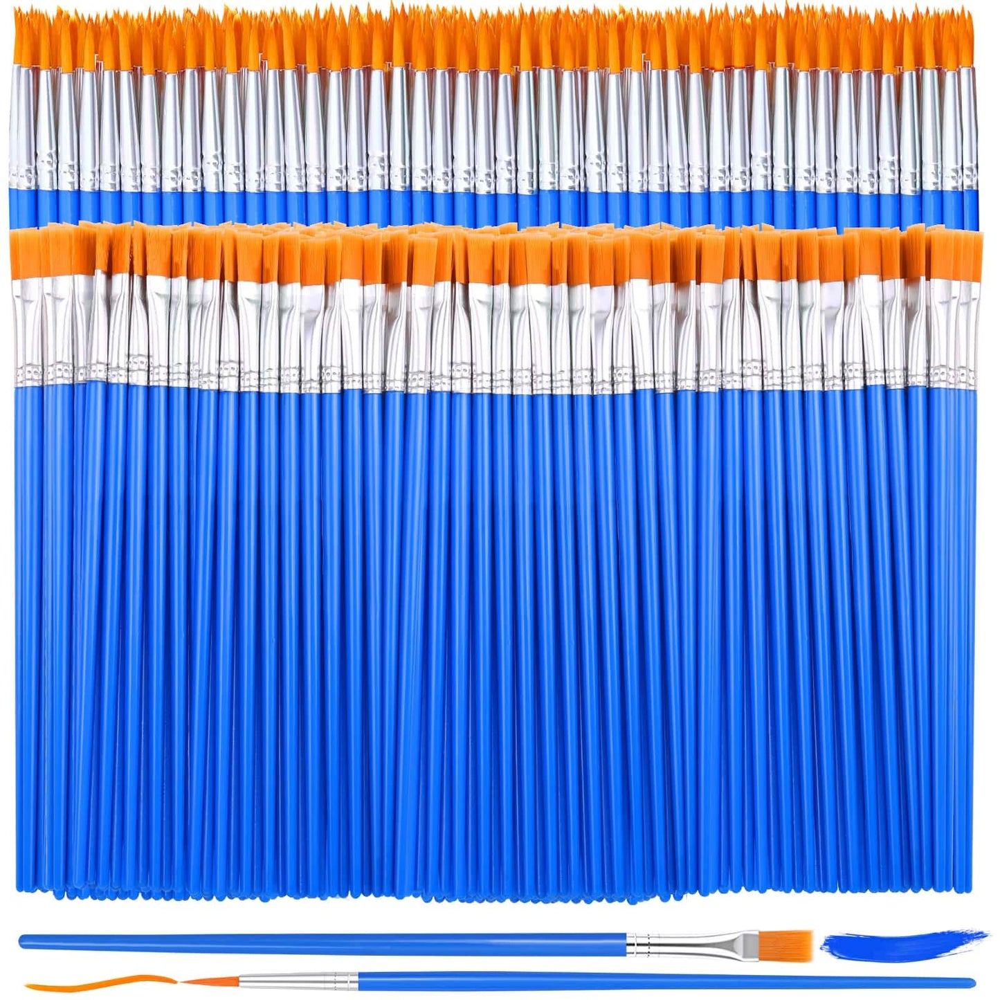 240 Pcs Small Paint Brush Bulk, Flat Fine Tip Artist Paint Brushes Set, Kids Classroom Acrylic Oil Watercolor Canvas Painting Crafts Paint Brushes for Body Face Nail Festival Parties