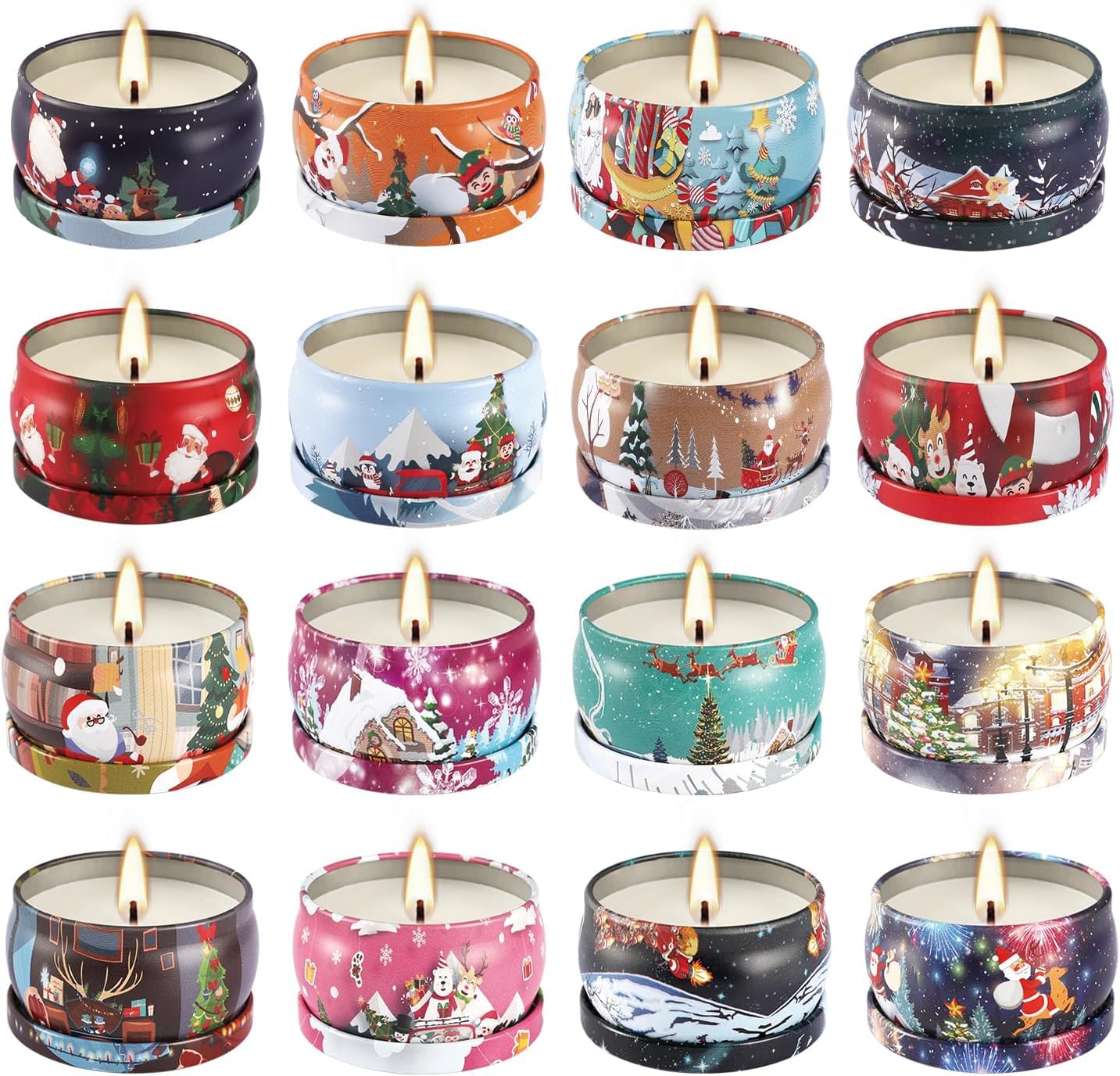 YOROXRG 16 Pack Christmas Scented Candles Gift Set 2.5oz Strong Fragrance jar Candles Natural Soy Wax Candles Portable Travel Tin Jar Candles Gifts for Home Scented Decoration Birthday Valentine'sDay