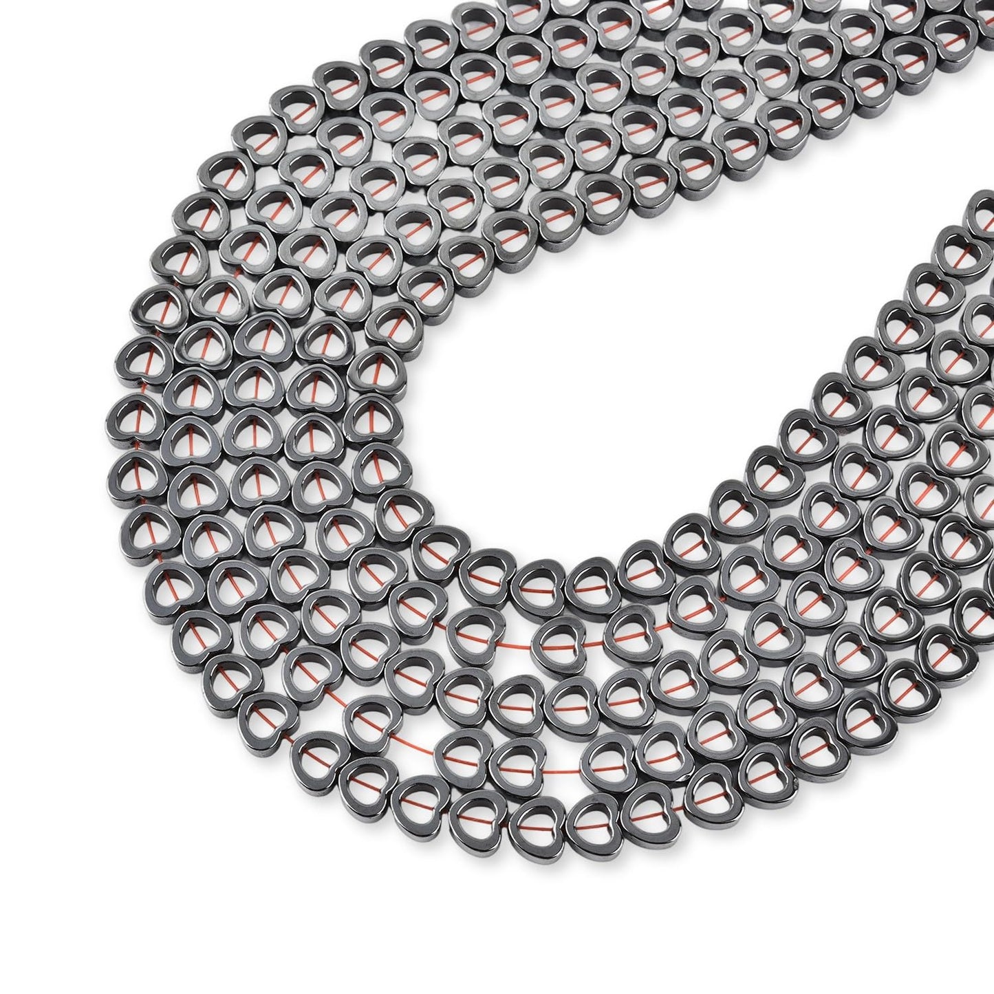 HAAMIIQII 55pcs 8mm Natural Black Hematite Loose Gemstone Beads Hollow Heart Shape Spacer Stone Beads for Jewelry Making DIY Bracelets Necklaces Crafting