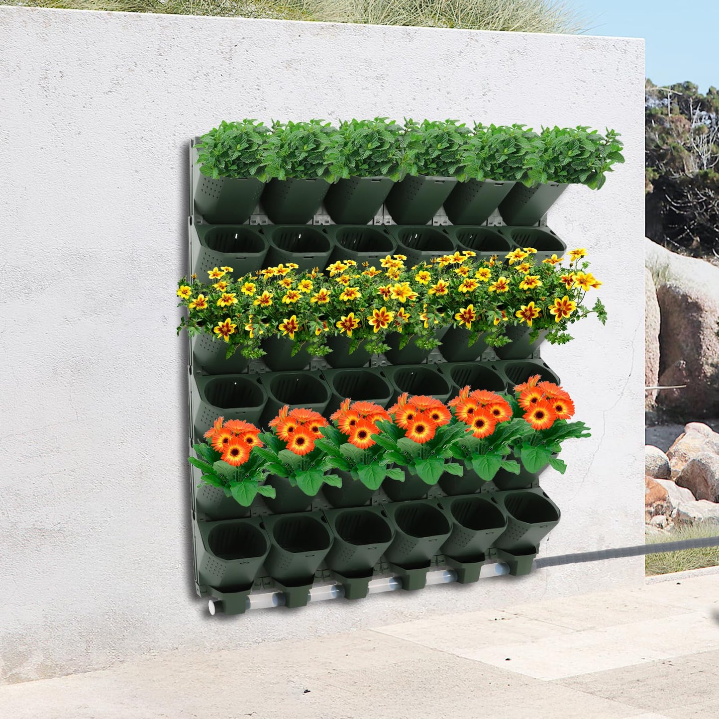 Cbhfmljd Self Watering Pots for Indoor Plants, 36 Pockets Wall Mounted Vertical Garden Planter Garden Growing System Adjustable Irrigation Waterproof for Grow Veggies, Fruits, Flowers