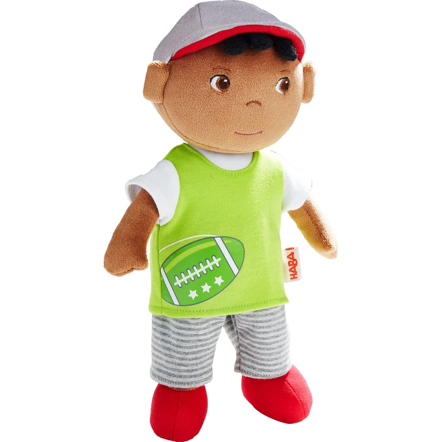 HABA Soft Doll Mason – 11.5" Plush Baby Boy Toy with Black Hair and Soft Toddler Companion for Ages 6 Months and Up, First Doll Gift for Kids, Machine Washable, Huggable & Durable