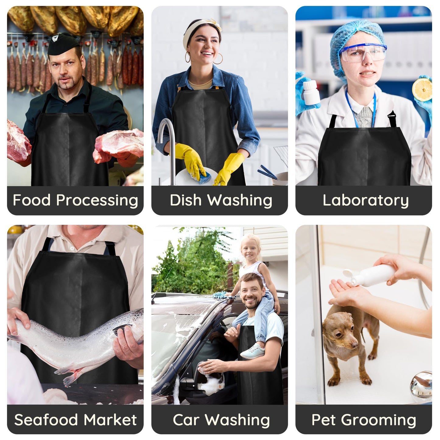 Thicker Rubber Apron - 51.18 x 35.43" Adjustable, Heavy Duty Oil & Chemical Resistant, Extra Long Waterproof Apron for Dish Washing, Gardening, Lab Work, Butcher & Dog Grooming - Black