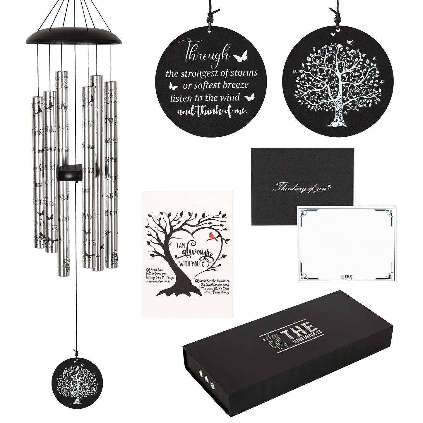 The Wind Chime CO Deep Tone Sympathy Wind Chime with 6 Andonized Aluminum Tubes Tuned Soothing Melody, Memorial Wind Chimes for Outside Decoration (Patio, Graden, Yard) 40"