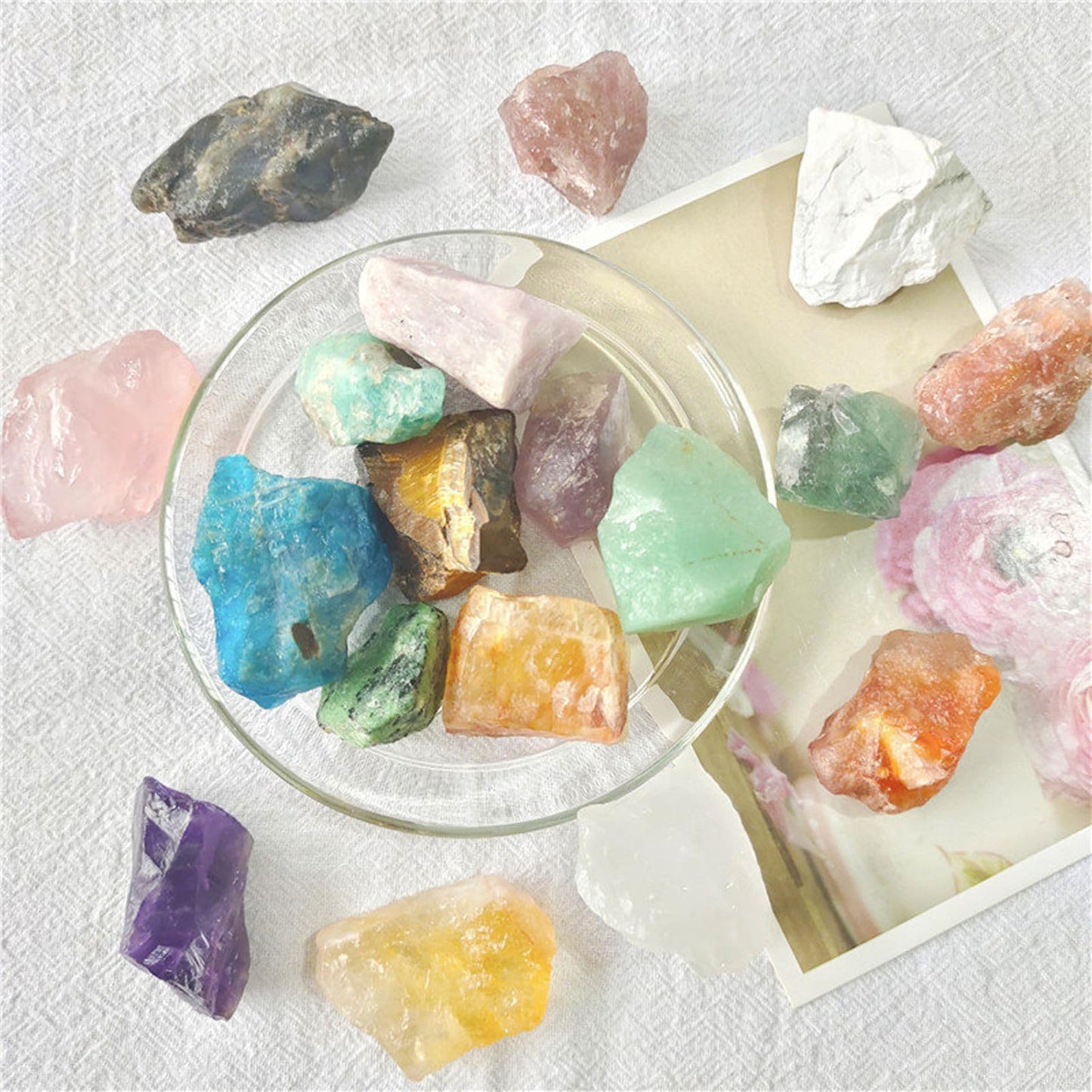 Green Fluorite Raw Crystals Healing Crystals Natural Rough Stones 1.2-2" for Tumbling, Fountain Rocks, Yoga, Meditation, Polishin, Gift 19