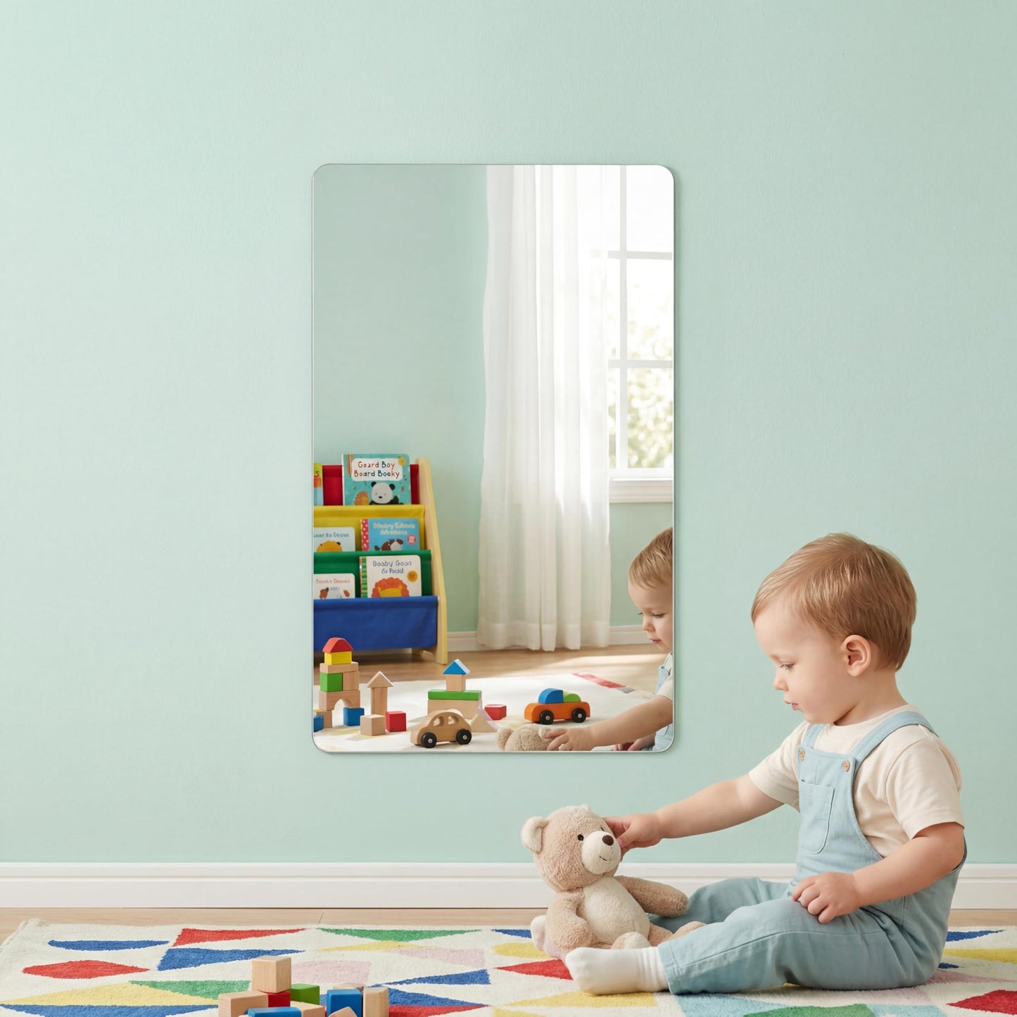iCAGY Acrylic Mirror for Wall for Kids Adults Bedroom Door Closet Acrylic Shatterproof Self-Adhesive Lightweight Plastic Mirror Tile Sheet, Reflective Safe Plexiglass - Silver 10x12 inch 1 Pcs