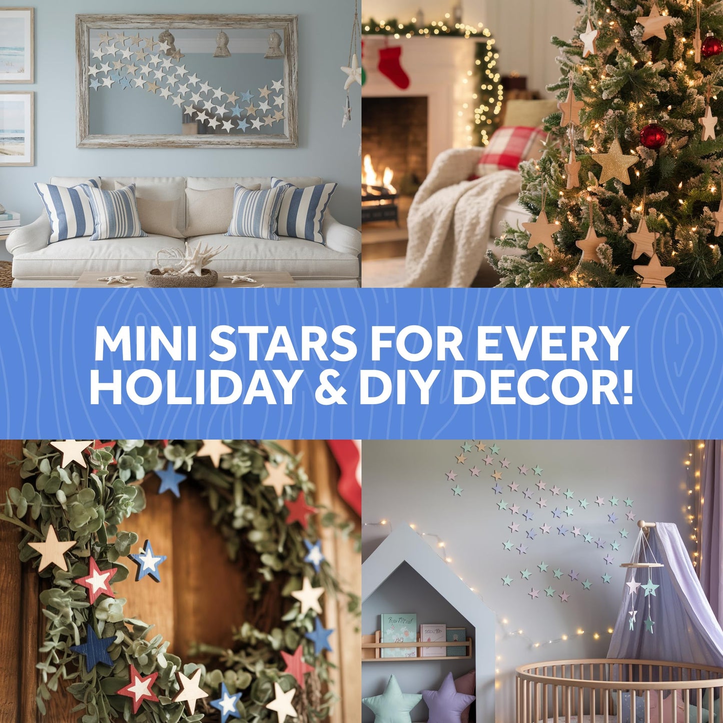 4 Inch Wooden Stars, Bag of 25 Unfinished Wooden Star Cutouts,(4 Inch Wood Star Shape) by Woodpeckers…