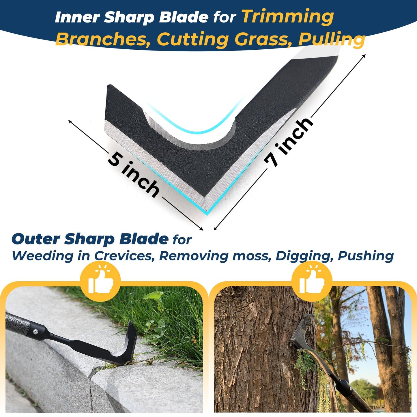 EUIJOIP Weed Remover Tool | Adjustable Metal Handle (14.5"-58.4") (Upgraded Rustproof) | Multi-Functional Garden Hook for Pavement Gaps, Moss, Bushes | Commercial-Grade Yard Maintenance Equipment