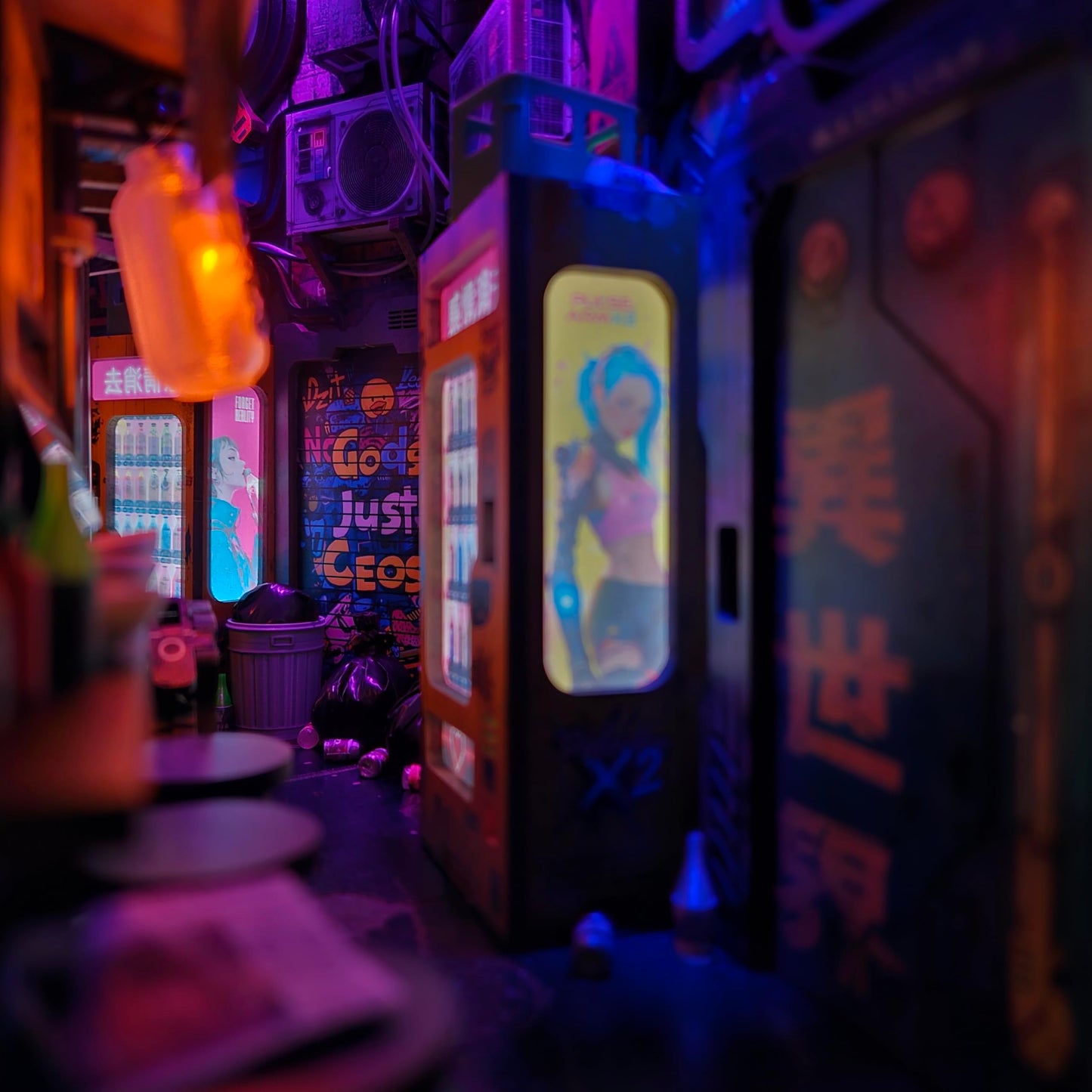 Neo Ramen MiniAlley DIY Cyberpunk Book Nook Kit – Wooden Diorama with Neon Lights, Futuristic Ramen Shop & Endless Alley Illusion – Unique Collectible Display for Bookshelf or Desk