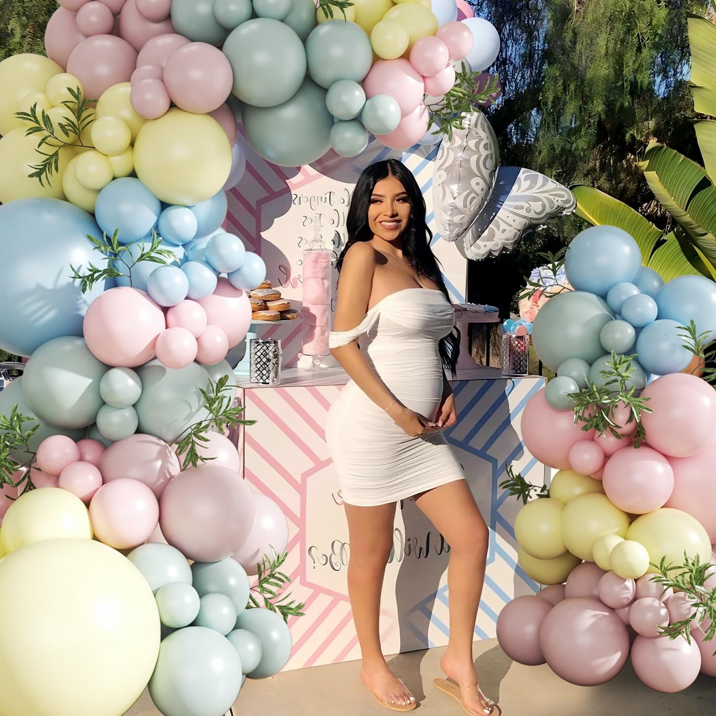 Pink Blue Yellow Pastel Balloon Arch Kit, 124Pcs Macaron Light Pink Blue Yellow Balloons for Spring Tea Party Baby Shower Wedding Birthday Gender Reveal Party Decorations