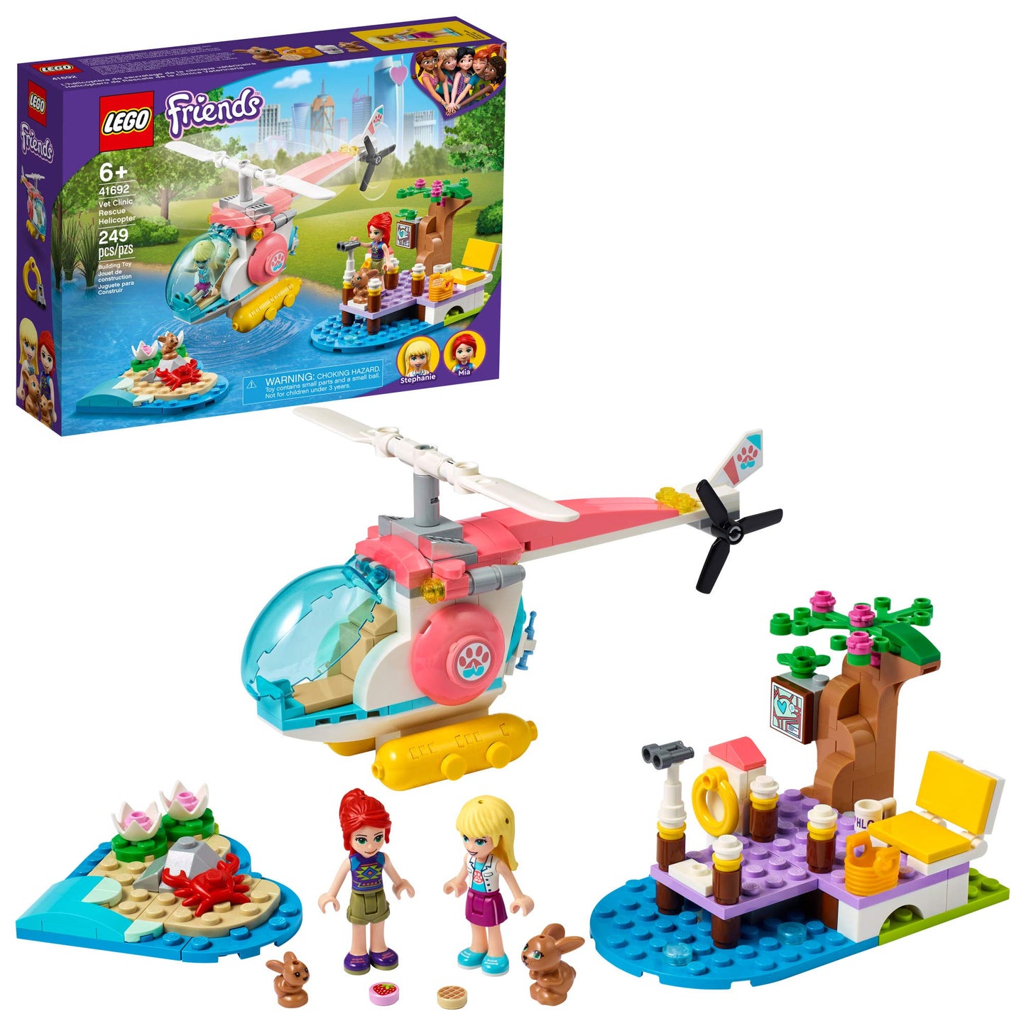 LEGO Friends Vet Clinic Rescue Helicopter 41692 Building Kit; Makes Great Birthday for Kids, New 2021 (249 Pieces)