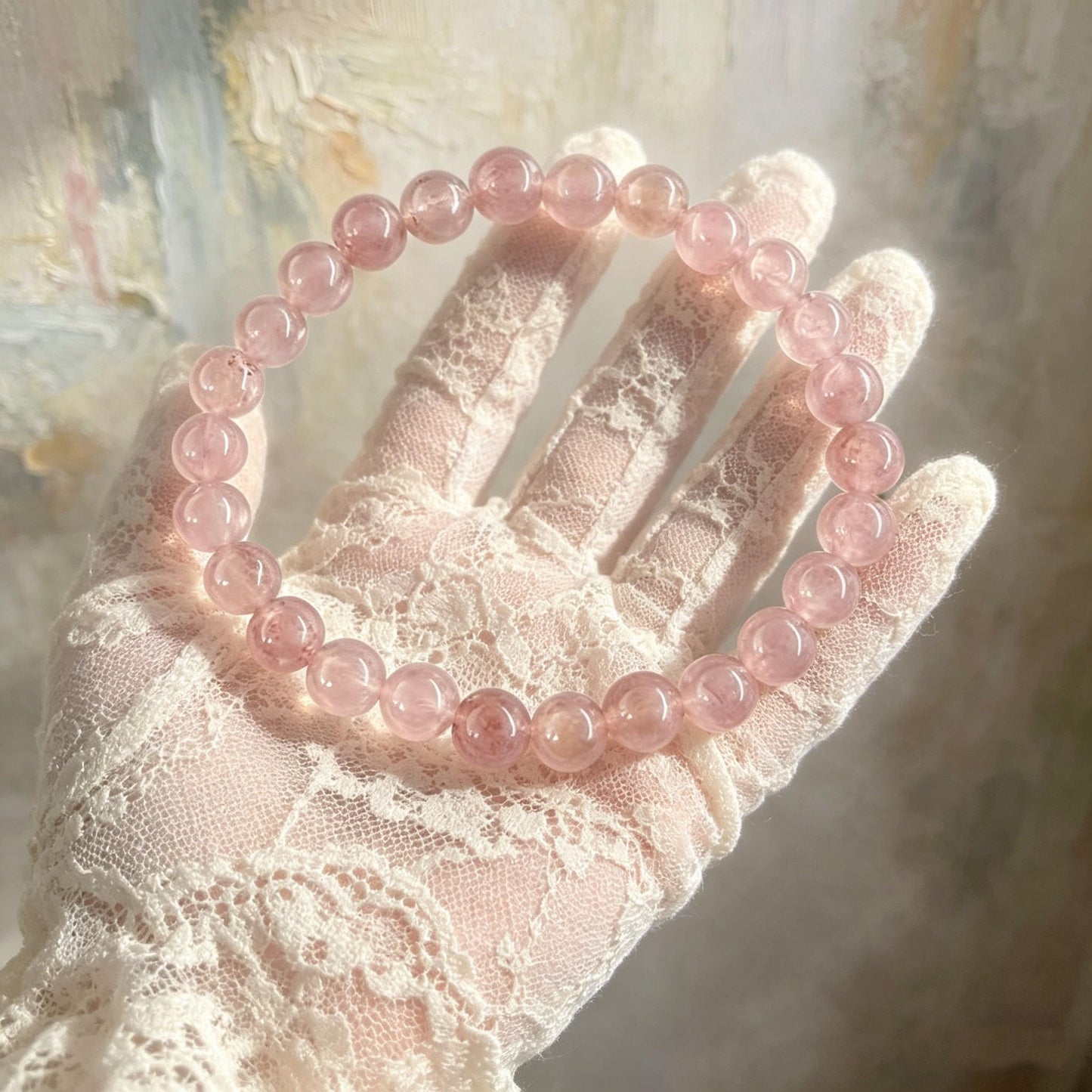 Rose Quartz Crystal Bracelet, Enhance Compassion & Positive Vibes Spiritual Jewelry Heart Healing Rose Quartz Beaded Bracelet, Soothing Energy Stone for Anxiety Relief