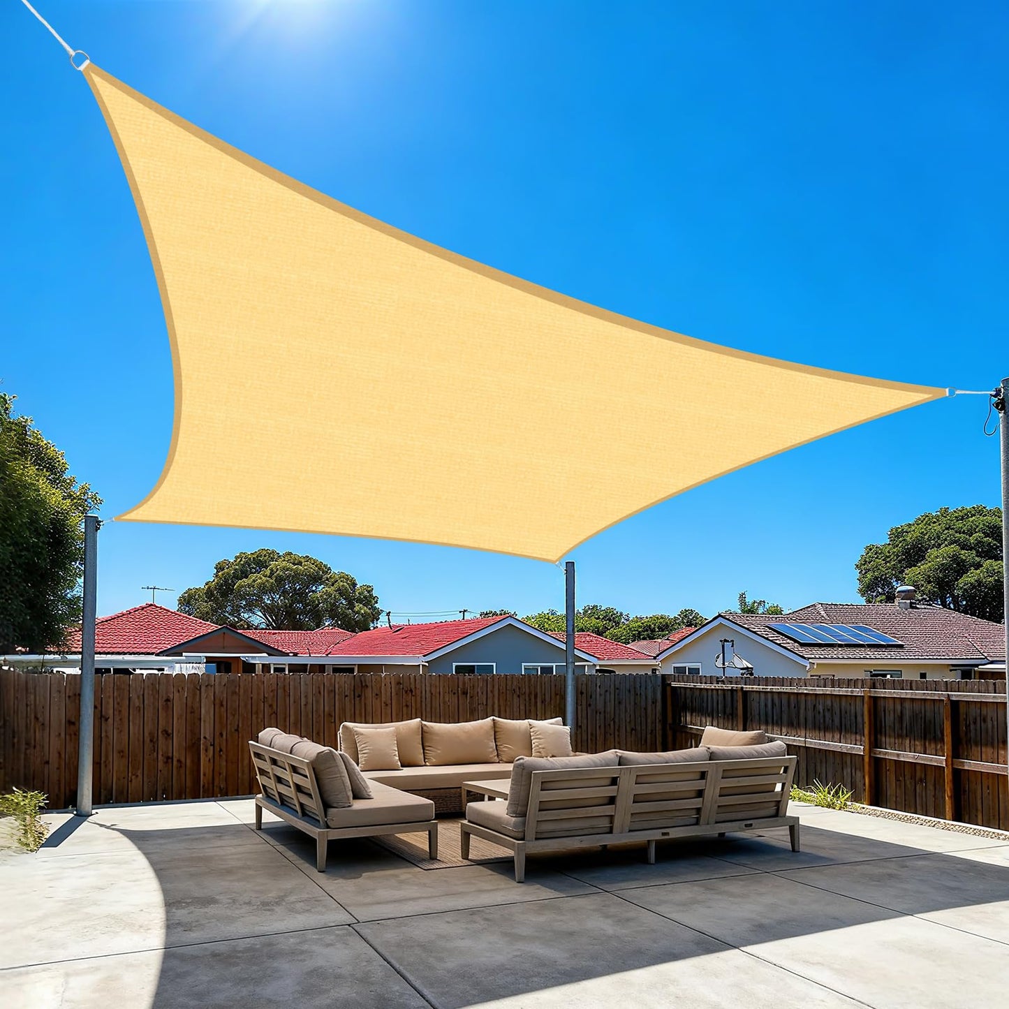 Amagenix Shade Sail 10'X20' Rectangle Sand UV Block Breathable Sun Shade Canopy for Outdoor Patio Garden Deck Backyard, Customizable