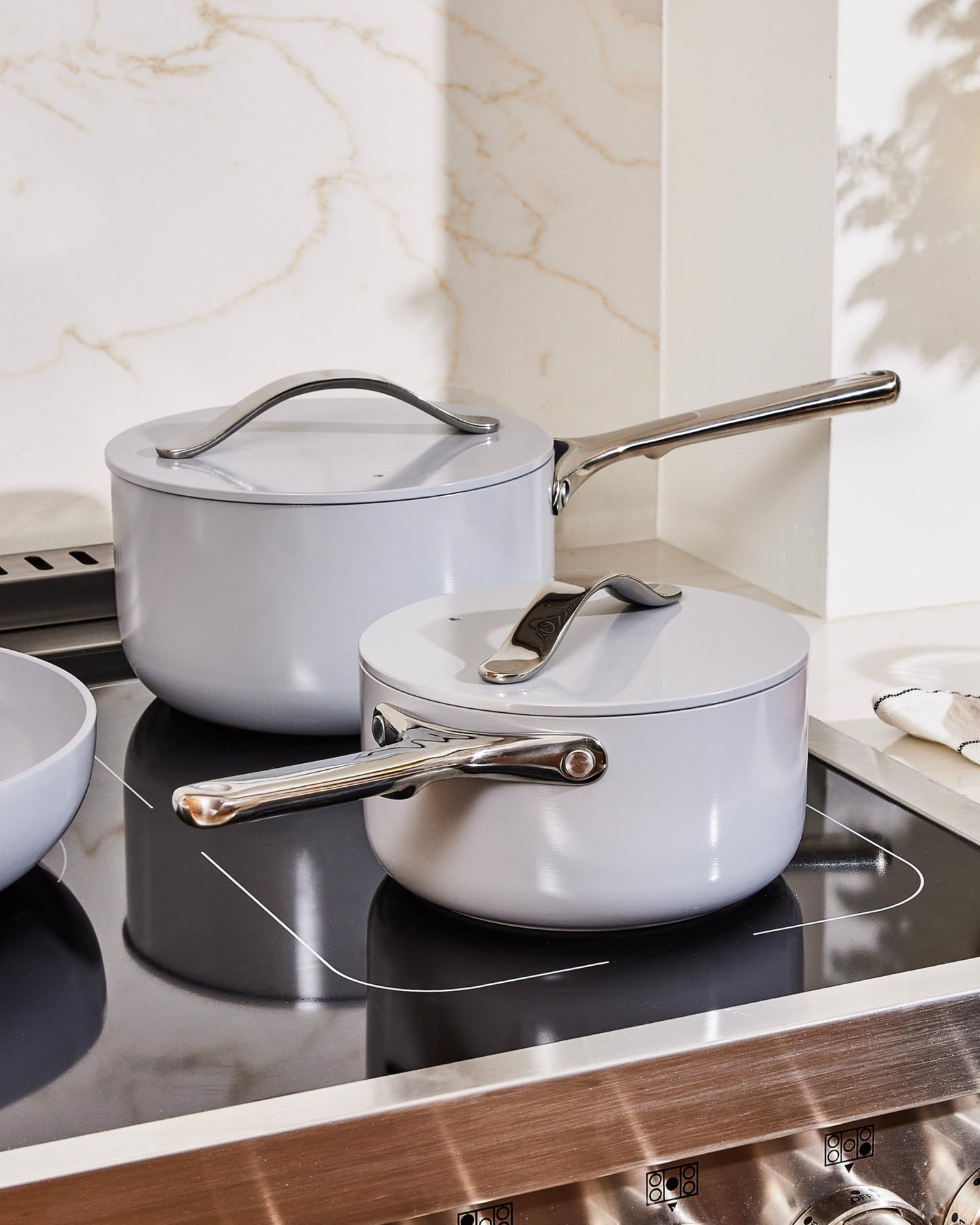Caraway Nonstick Ceramic Sauce Pan with Lid (1.75 qt) - Non Toxic, PTFE & PFOA Free - Oven Safe & Compatible with All Stovetops (Gas, Electric & Induction) - Perracotta