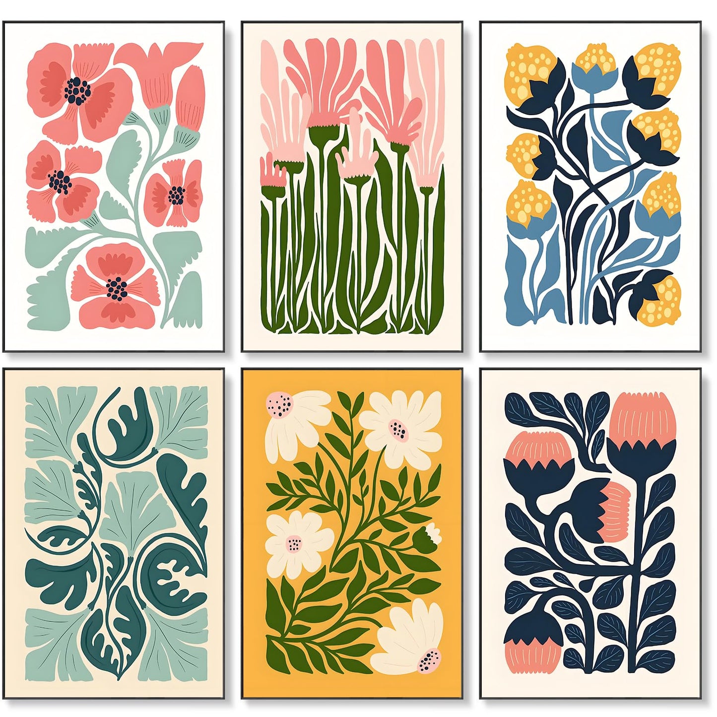 6 Pack Paint by Numbers Kit for Adults Beginner, Flower Adult Paint by Number Kits on Canvas Without Frame, Easy Flowers DIY Acrylic Oil Painting by Numbers Kits, Perfect for Home Decor 8x12 Inch