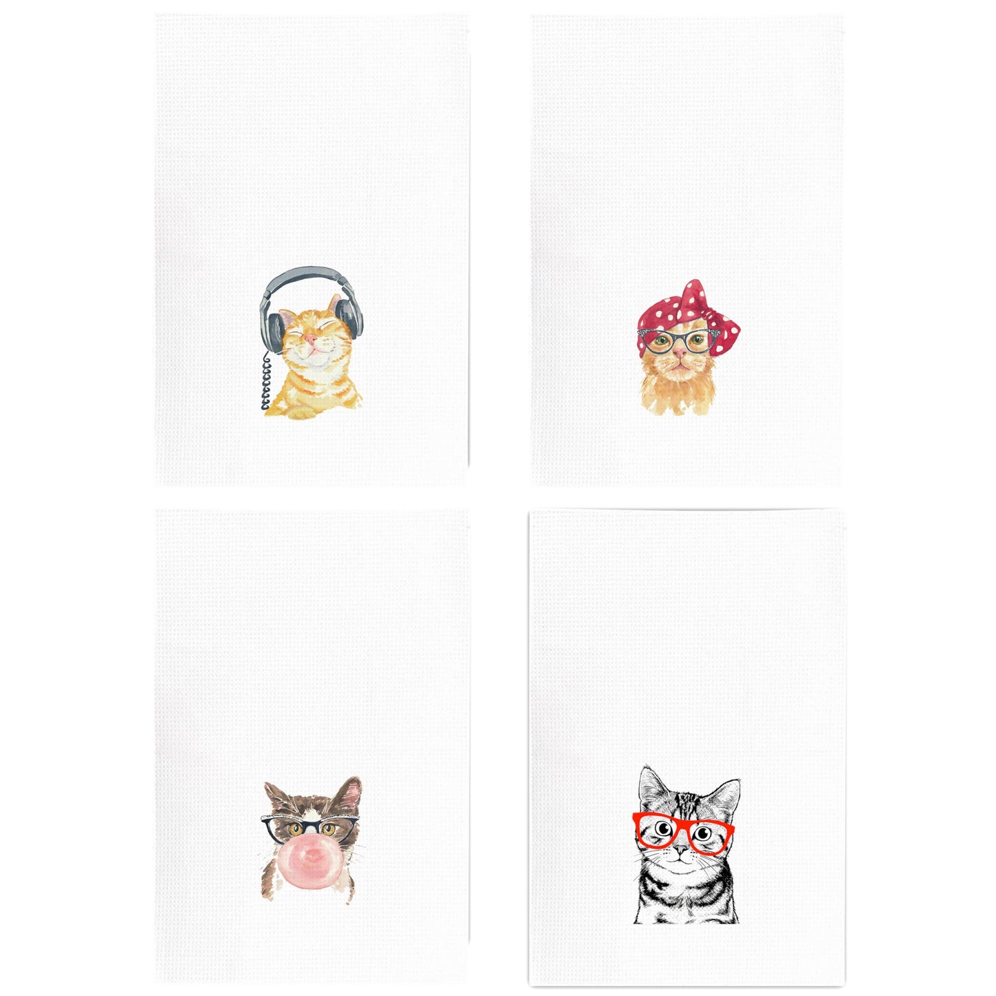 kunlisa Funny Cat Kitchen Hand Towels,Cat Mom Lover Lady Gifts for Women,Cute Hand Towels for Bathroom Kitchen Decor,16x24 Inch Set of 4