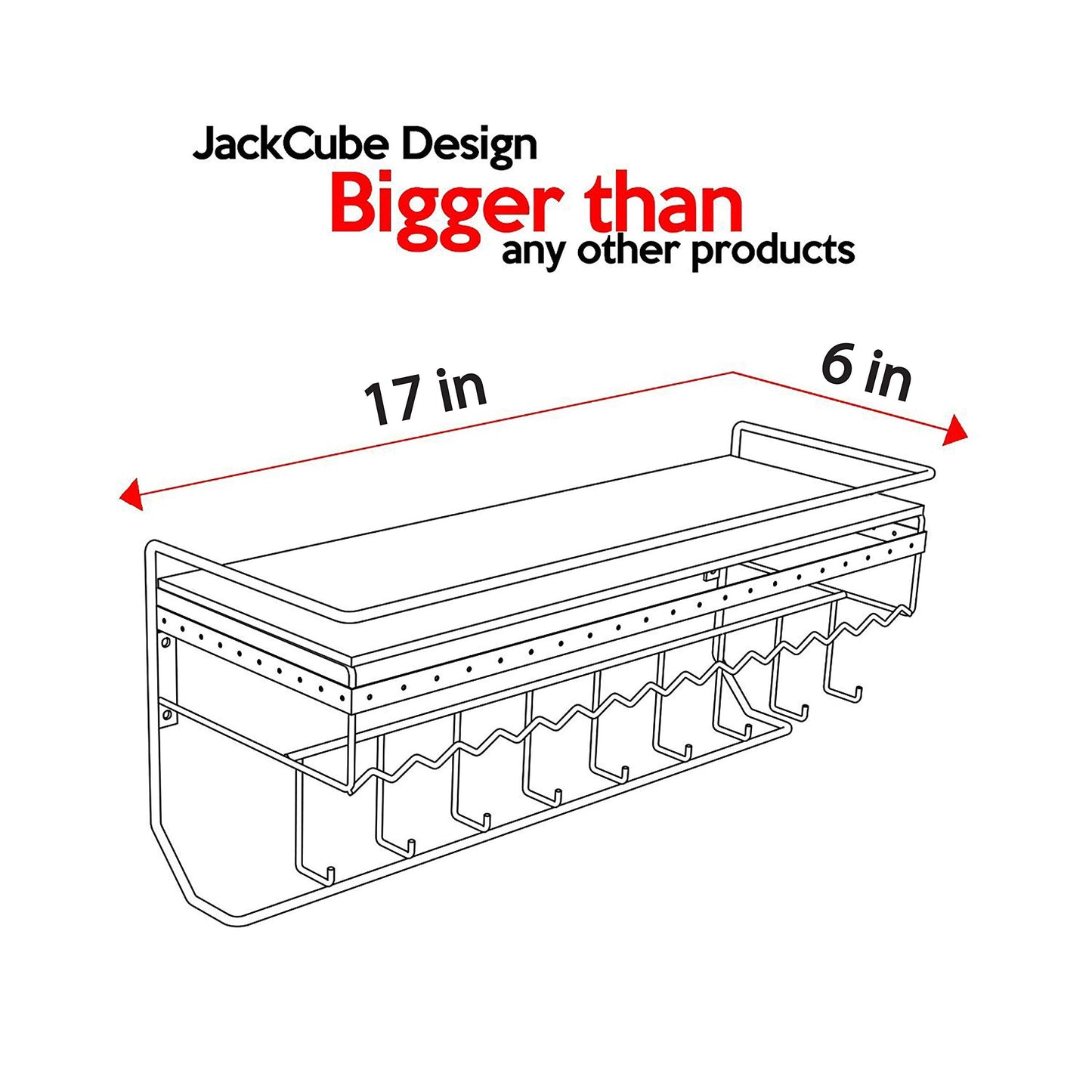 JackCubeDesign White Metal Necklace Jewelry Organizer Wall Mount Jewelry Holder Shelf Mounted Hanging Storage Hooks for Necklace, Earrings, Sunglasses, and Aesthetic Room Decor – MK238B