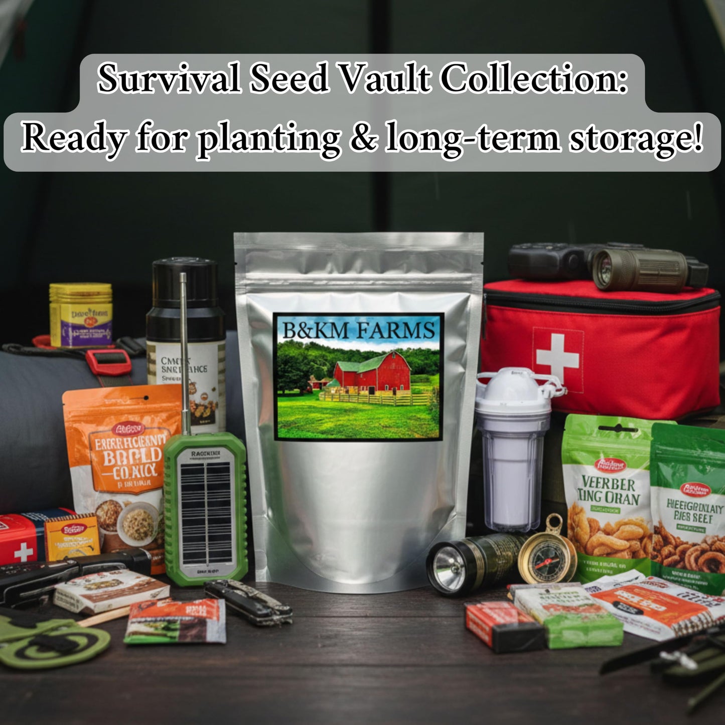 B&KM Farms Vegetable & Herb Seed Collection - 40 Varieties, 80 Packets, 90,000+ Heirloom Non-GMO Seeds, Resealable Storage Packaging (80 Pack: The Ultimate Survival Vault)