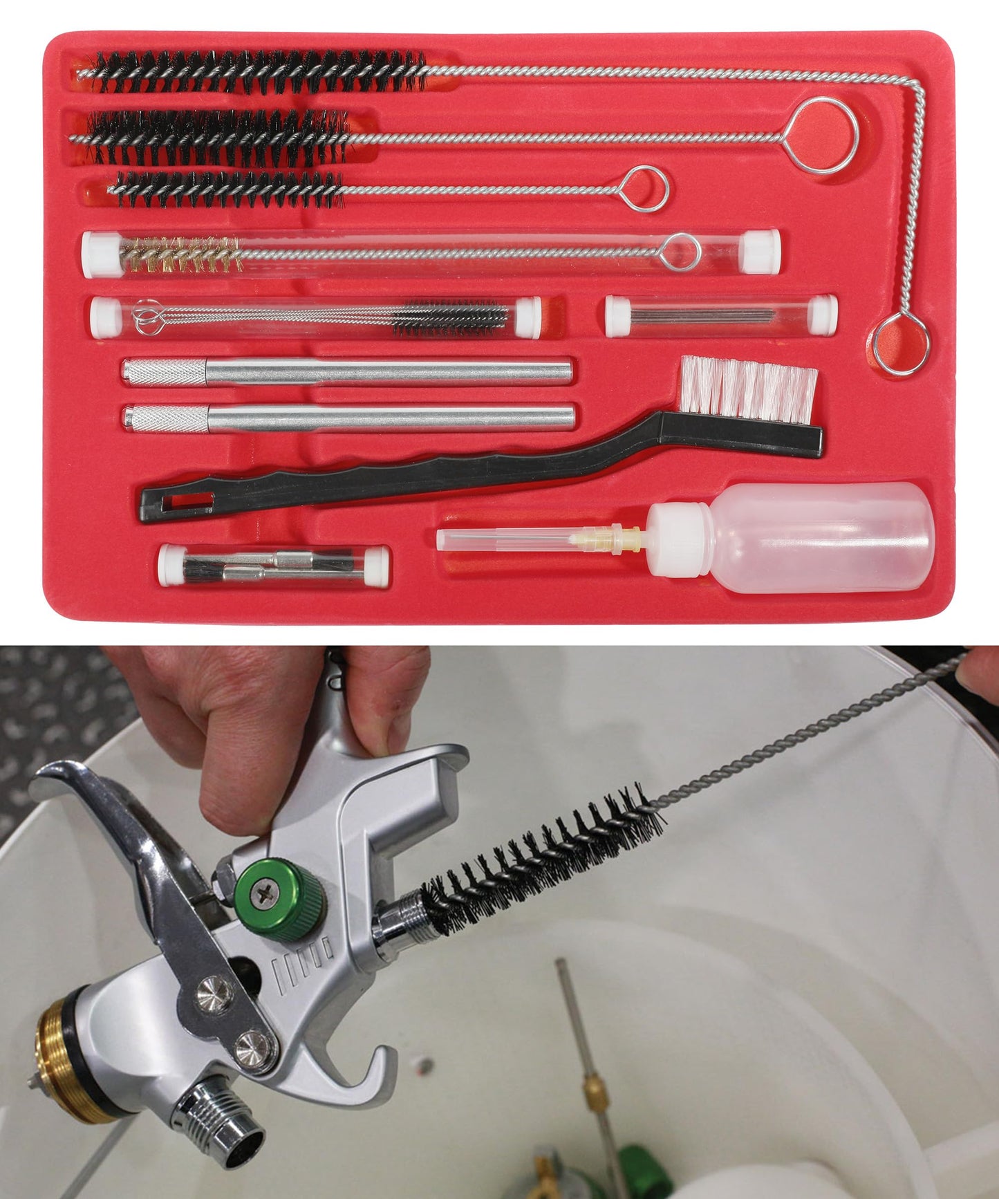 RACOONA 23PCS Air Spray Gun Cleaning Kit,Automotive Use Airbrush Cleaning Kit,Car Accessories Paint Gun Cleaning Kit,Complete Maintenance Set for Cleaning HVLP Spray Guns,Paint Guns,Air Tools,Airbrush